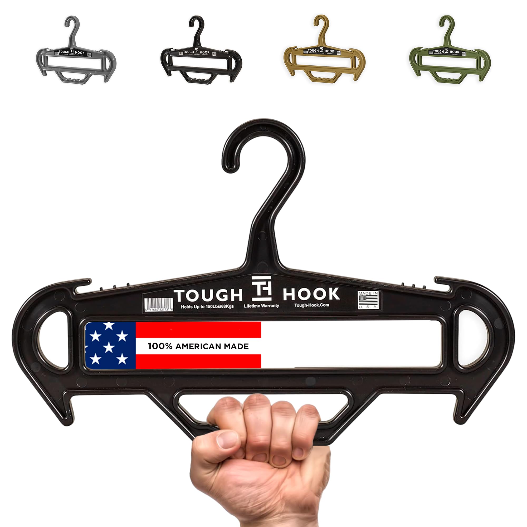 Tough Hanger XL | American Made | Unbreakable Heavy Duty Hanger | Premium Military Grade| X-Large Standard Hanger |180 LB Capacity | The Only Hangers with a Built-in Carry Handles | Veteran Owned