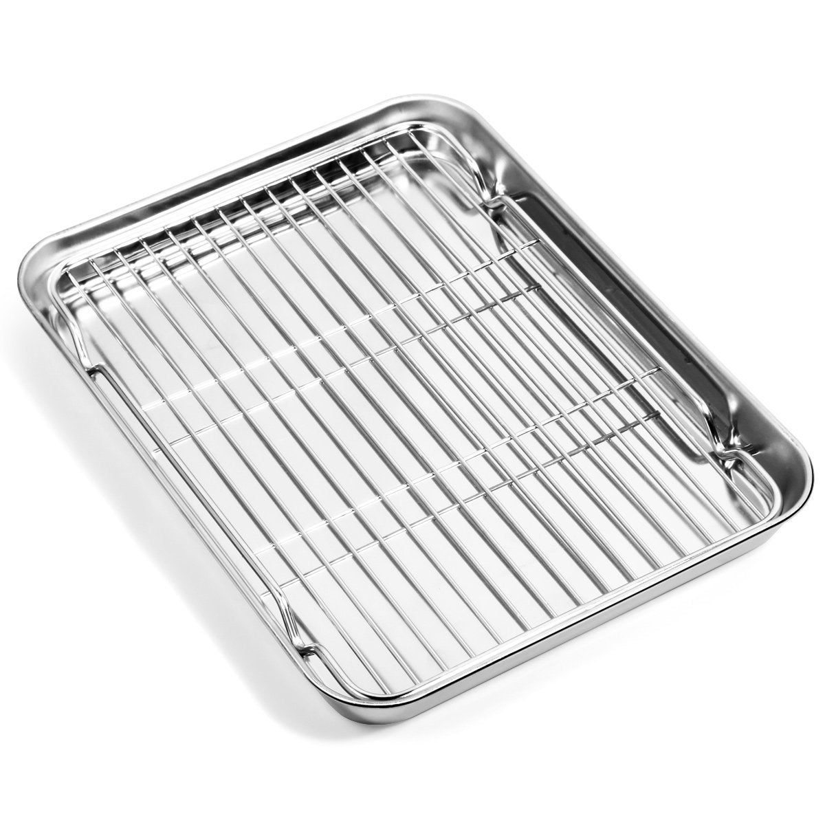 Baking Sheet With Rack (1 Sheet + 1 Rack), Zacfton Stainless Steel Cookie Sheet For Baking With Cooling Rack, Toaster Oven Pans