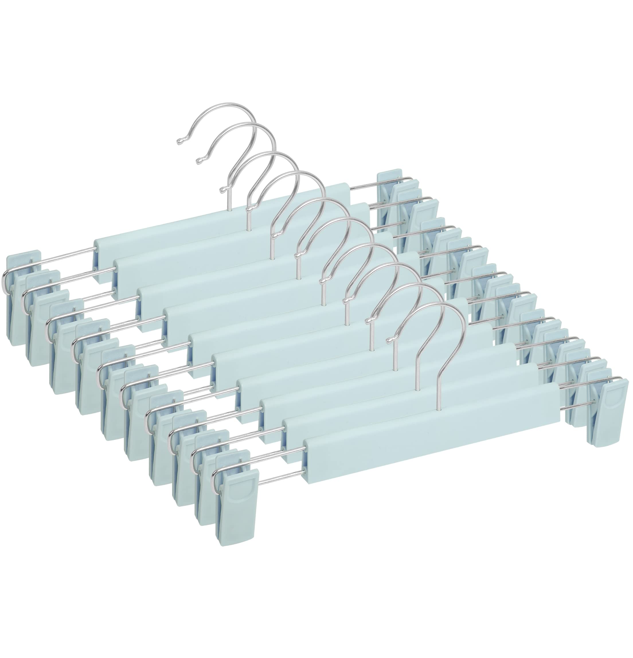 Pants Hangers With Clips Skirt Hangers For Women Plastic Clip Hangers For Pants Clothes Hangers (30Pack, Blue)