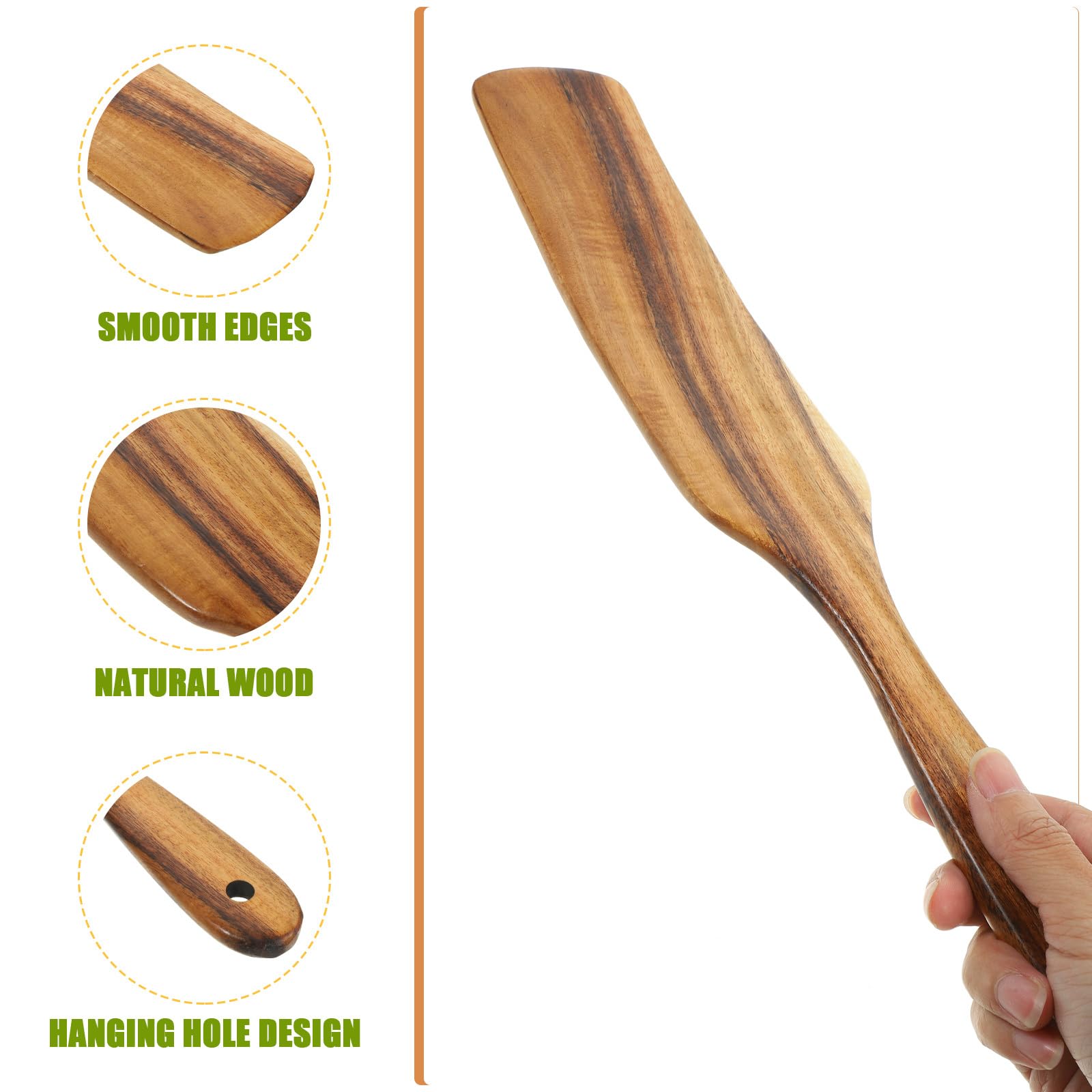 Hemoton Wooden Spurtles Wood Spatula Slotted Spurtle Stirring Spatula Wooden Kitchen Cooking Utensils Non Stick Wood Cookware Fo
