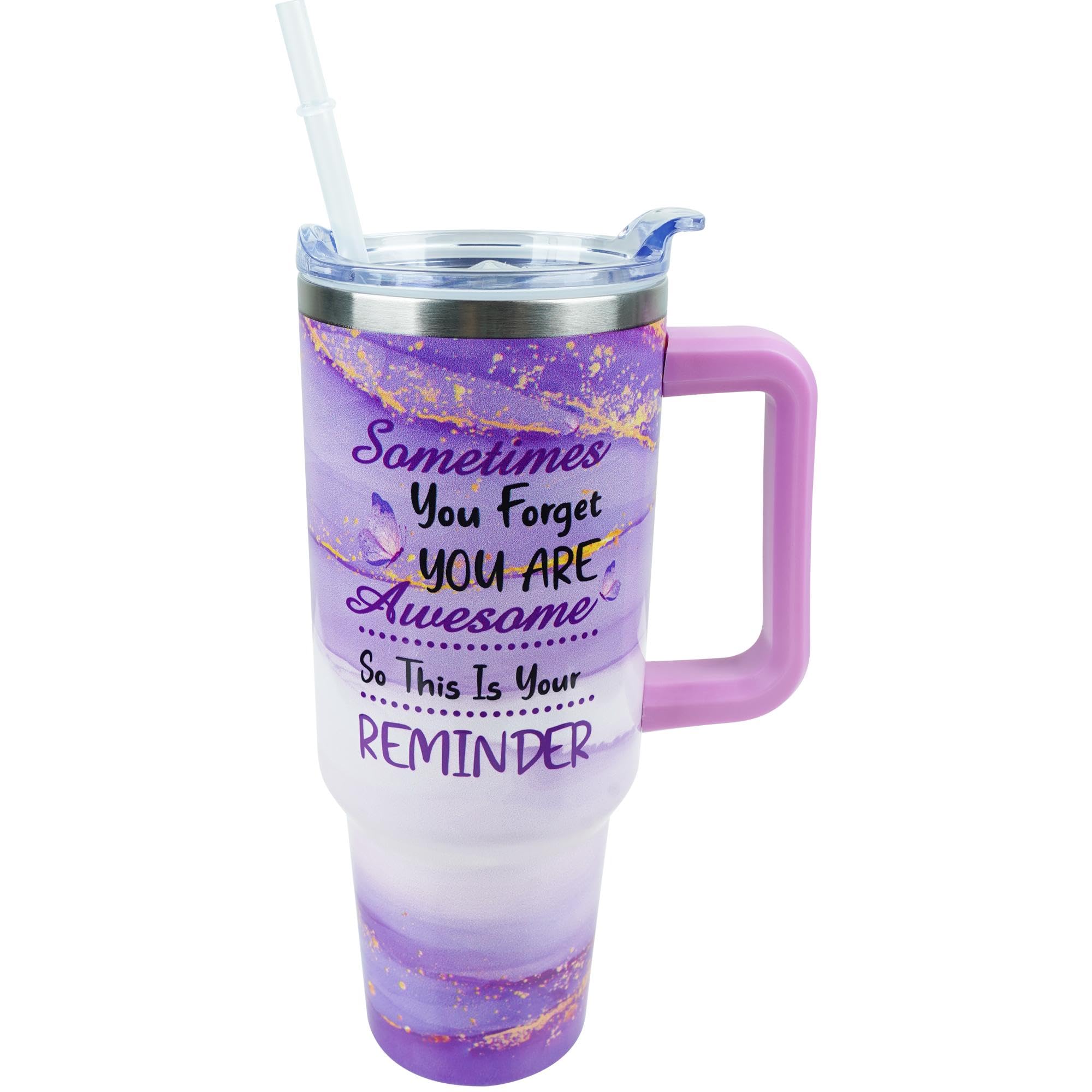PERRIFIC 40 oz Tumbler with Handle and Straw Lid Leak Proof | Youre Awesome Inspirational Mothers Day Birthday Gifts for Women