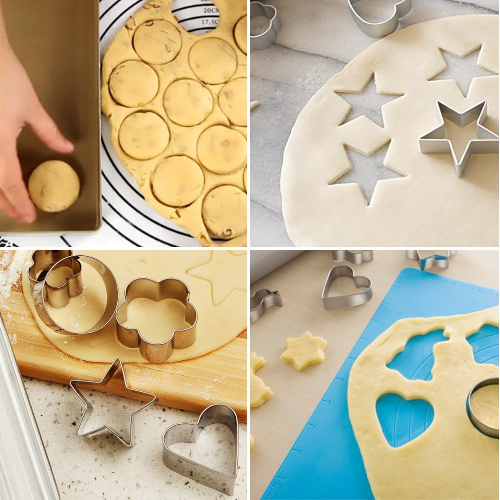 Mini Metal Cookie Cutters Set - 24 Pcs Clay Cutters/Mini Fruit Vegetable Cutters/Star Heart Round Flower Square Mini Cutters - C
