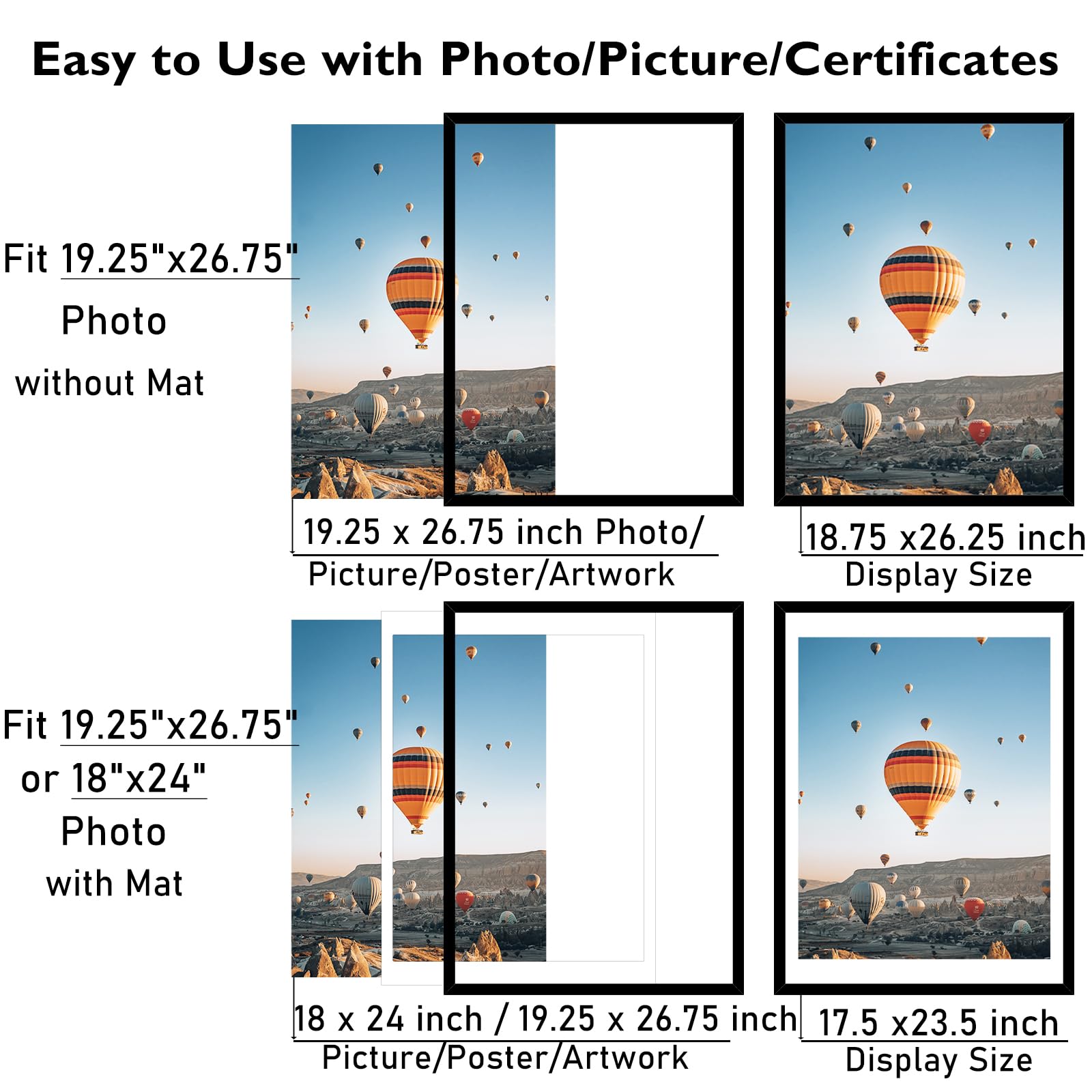 JCJMY 19.25x26.75 Puzzles Frame Set of 3, Display 18x24 with Mat or 19.25 x 26.75 without, Wall Hanging 19.25 by 26.75 Picture F