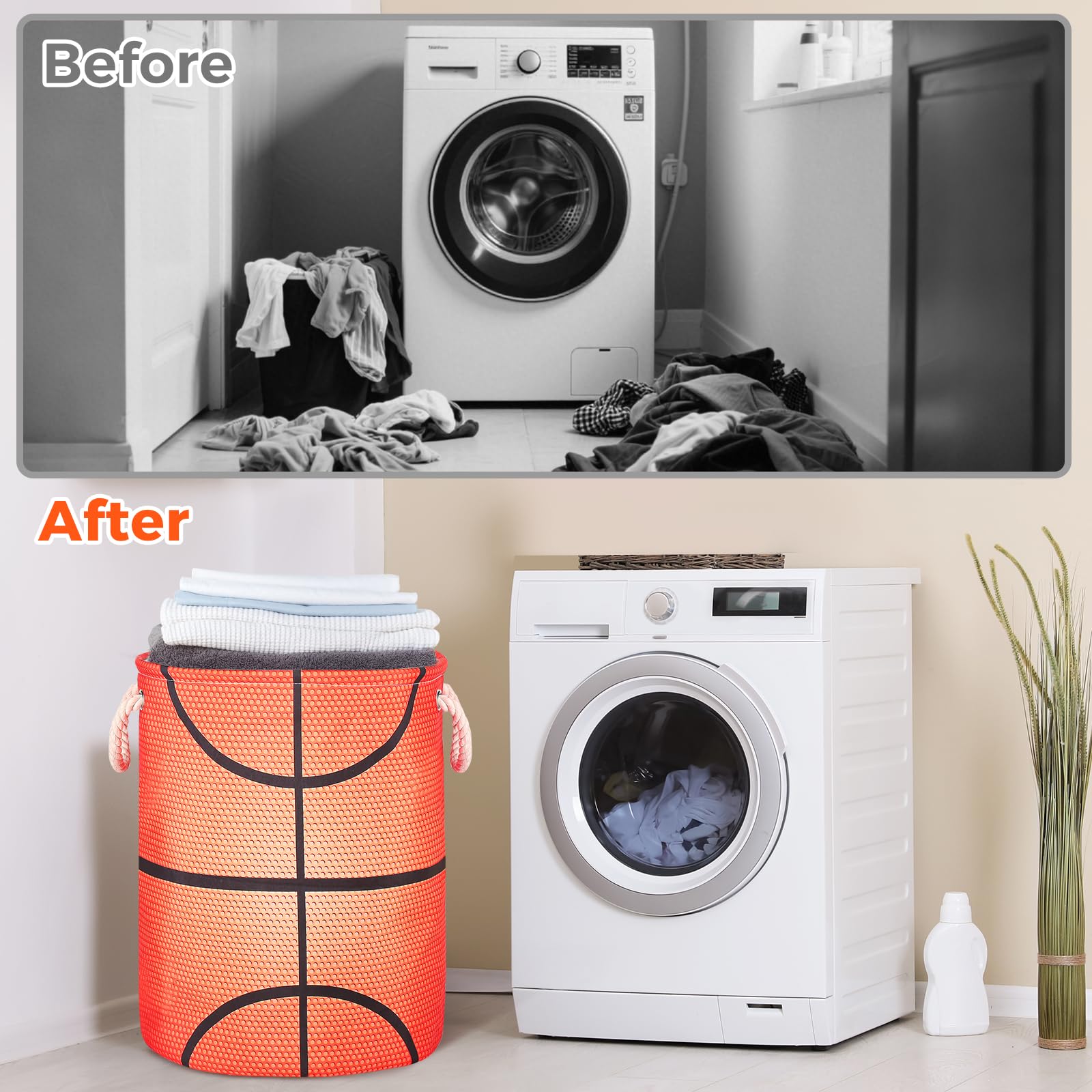 Basketball Laundry Basket For Boys Room Decor, Kids Nursery Hamper Gift For Bathroom Bedroom Sports Room Accessories, Teens Stuf