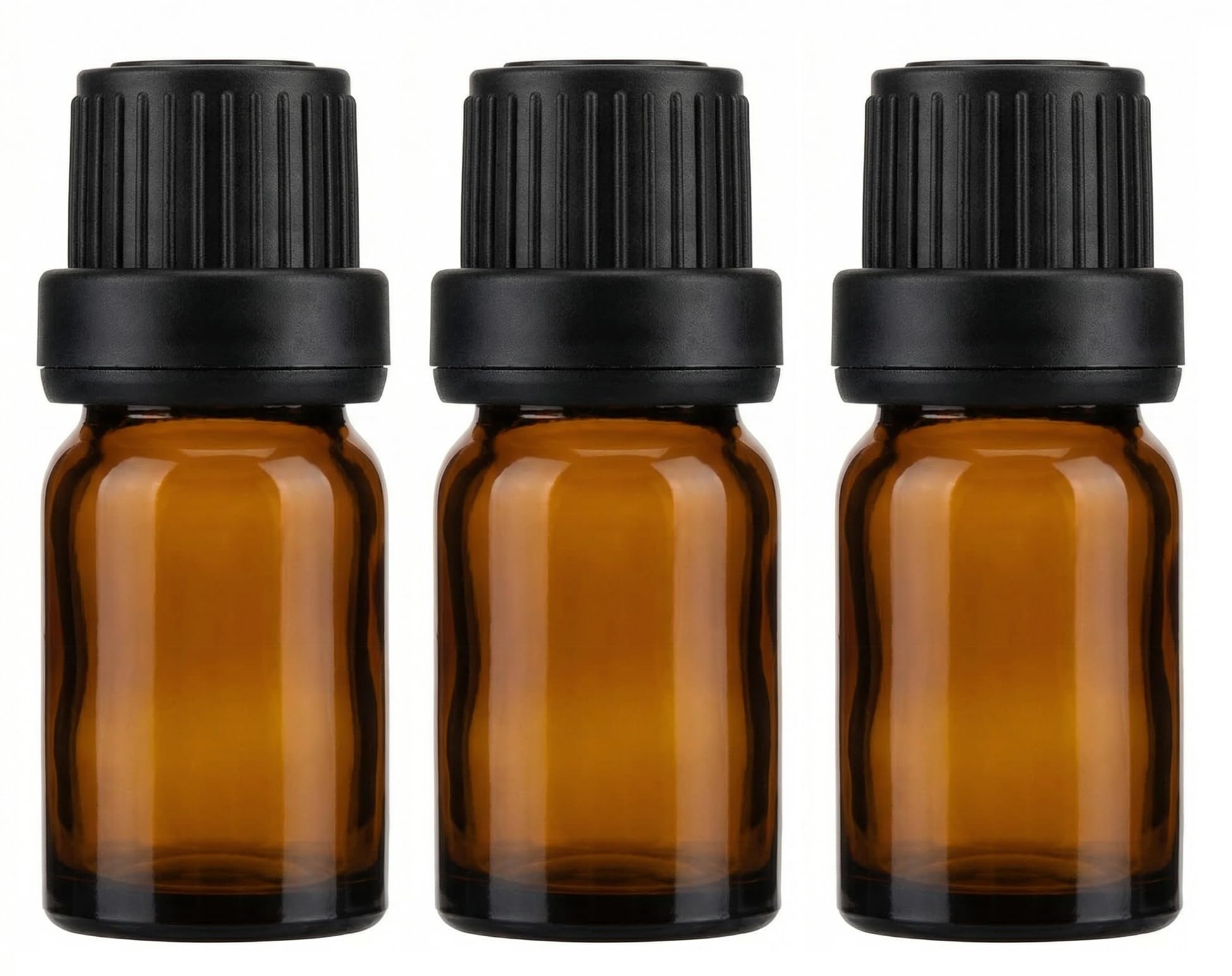 VANTOBEST 3PCS(5ml/0.17oz) Essential Oil Bottles Amber Glass Empty Bottles with Orifice Reducer Dropper Cap LeakProof Refillabl