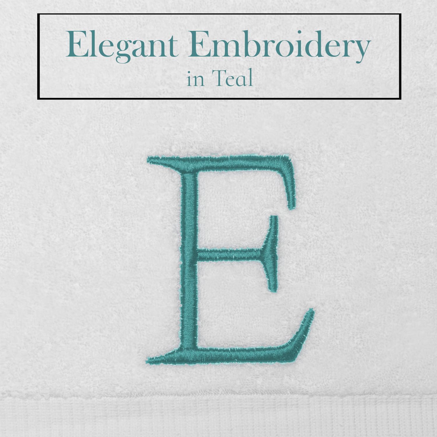 Teal Monogram Hand Towel For Bathroom - Monogrammed Initial Hotel Quality Decorative Embroidered Luxury Towel For Powder Room, S