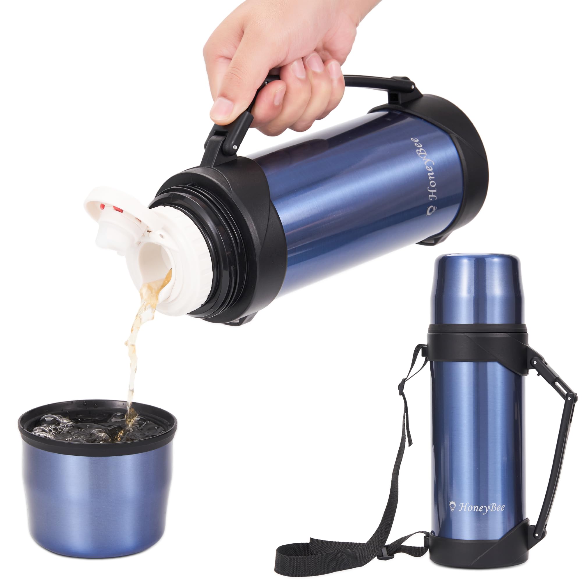 HoneyBee Insulated Water Bottle41 Ounce For Hot & Cold Drink, 18/8 Stainless Steel Vacuum Insulation BPA Free, Travel Keep Liqui