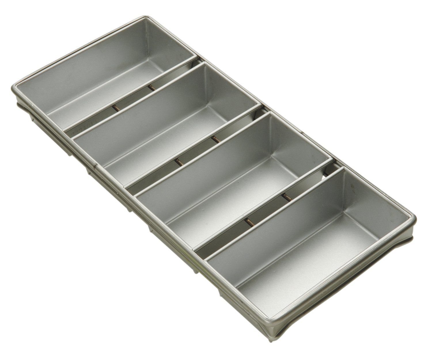 Focus Foodservice Commercial Bakeware 4 Strap 9 By 4-1/2-Inch Bread Pan Set, Silver (905642)