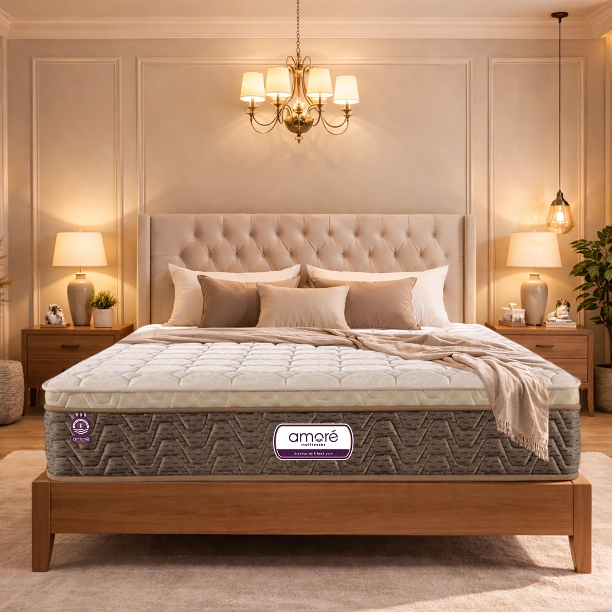 Amore Medico 8Inches Plush Quilted Eurotop Pocket Spring Mattress|78X72X8 King Size|Medium Soft|7Zone Motion Isolation|Certipu