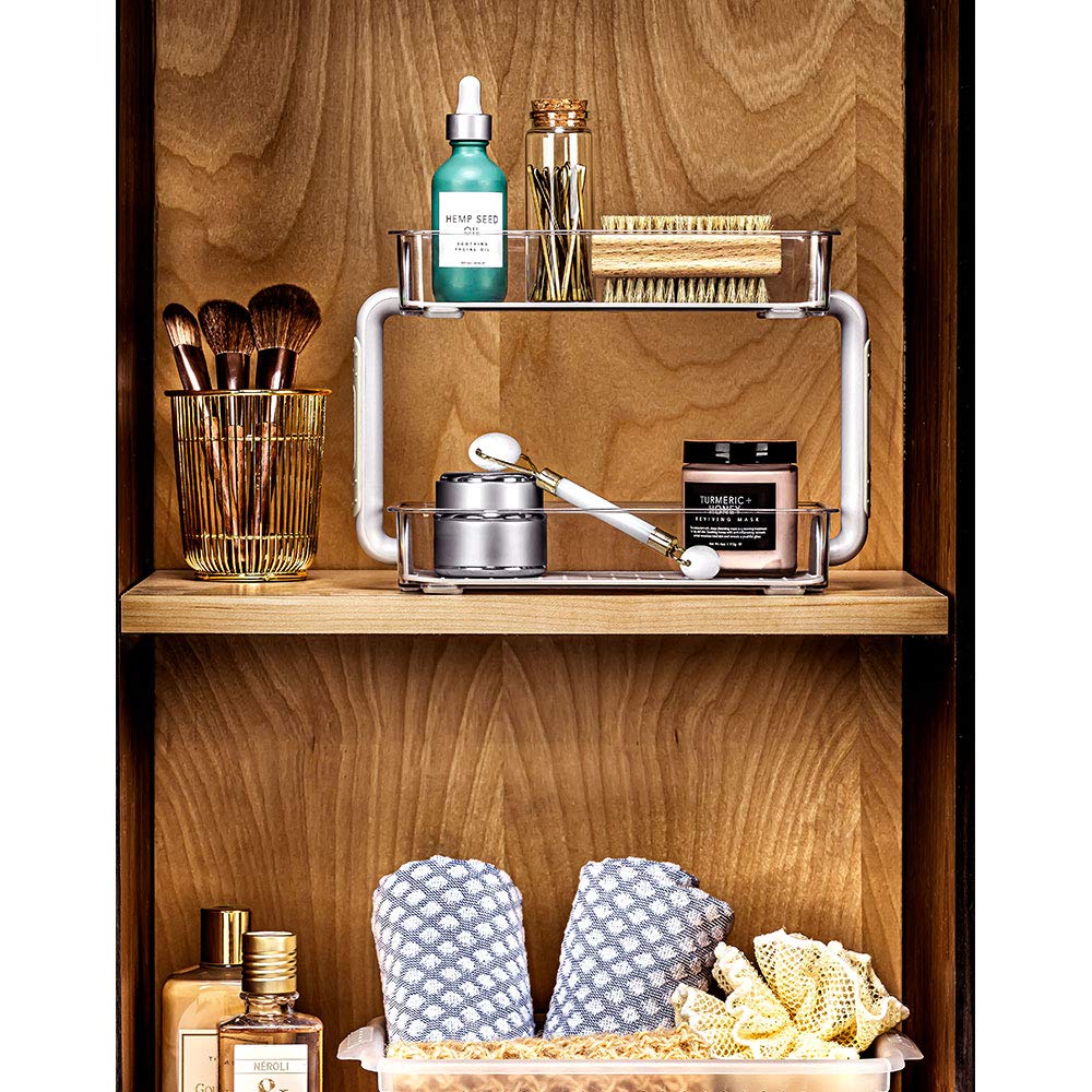 madesmart Two Level Spice Organizer-Cabinet Collection Maximizes Vertical Space, Removable Soft-Grip Lining, Dual Handles &BPA-F