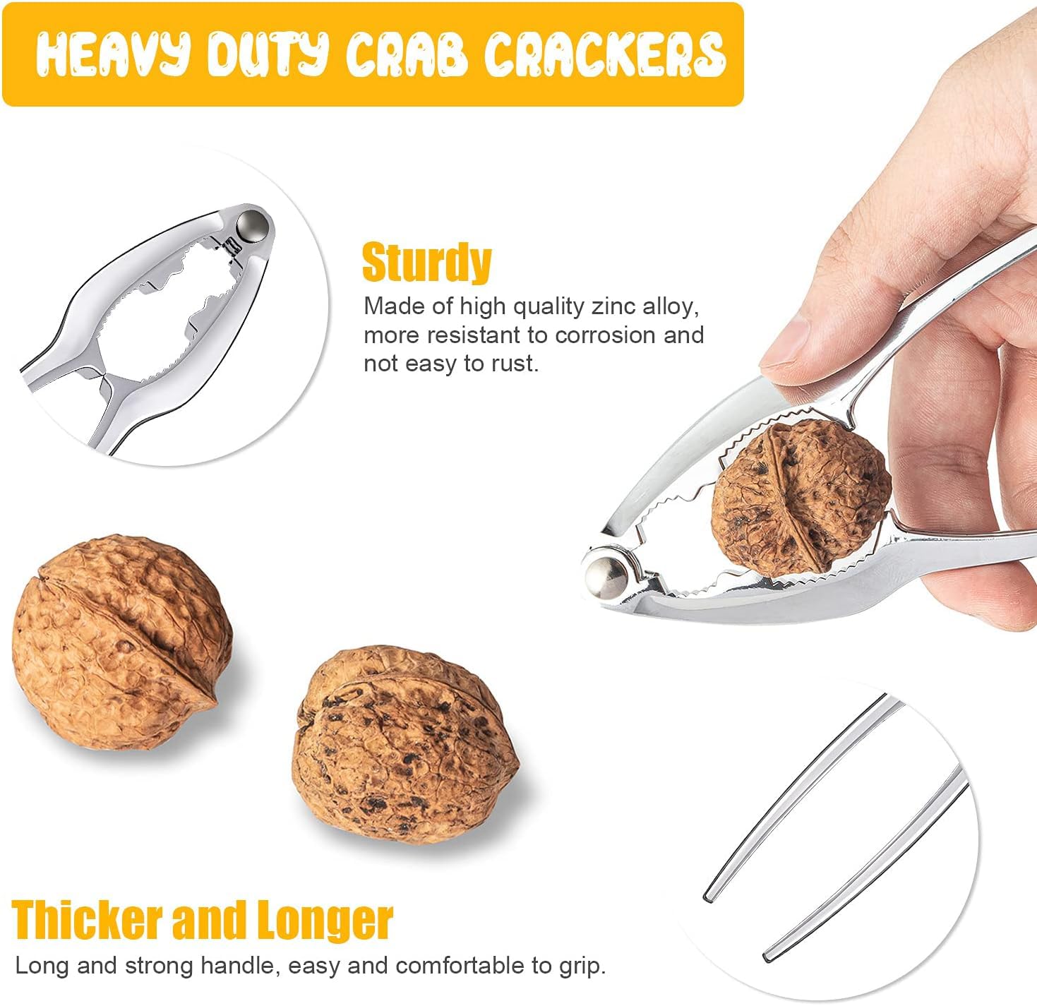 Ygaohf 12 Pcs Crab Leg Crackers And Tools - Heavy Duty Stainless Steel Crab Claw Crackers Set, Easy To Use Seafood Tools Nut Cra