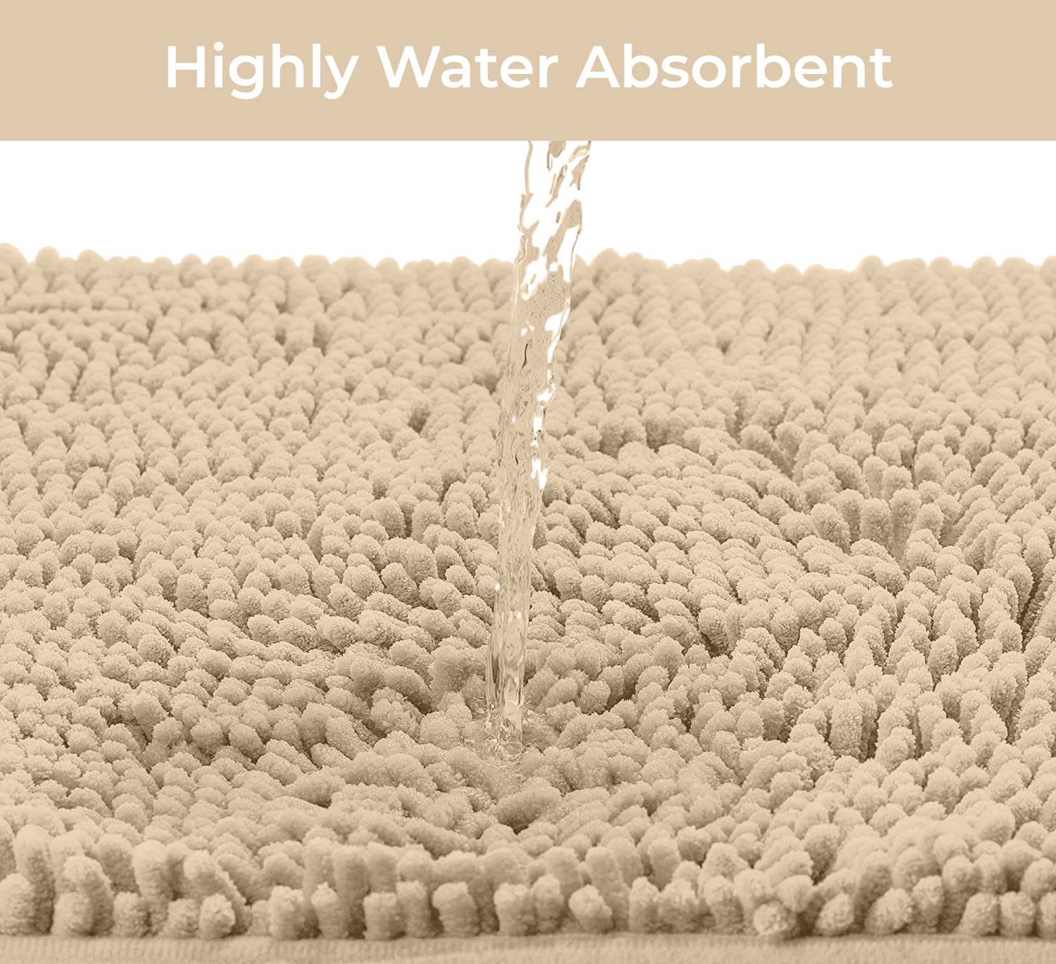LuxUrux Birch Bathroom Rugs  Luxury Bath Mat-Extra-Soft Plush Bathroom Rug 1 ' ' Chenille Microfiber  Super Absorbent Shaggy Bath Rug. 24 ' ' x 17 ' '.