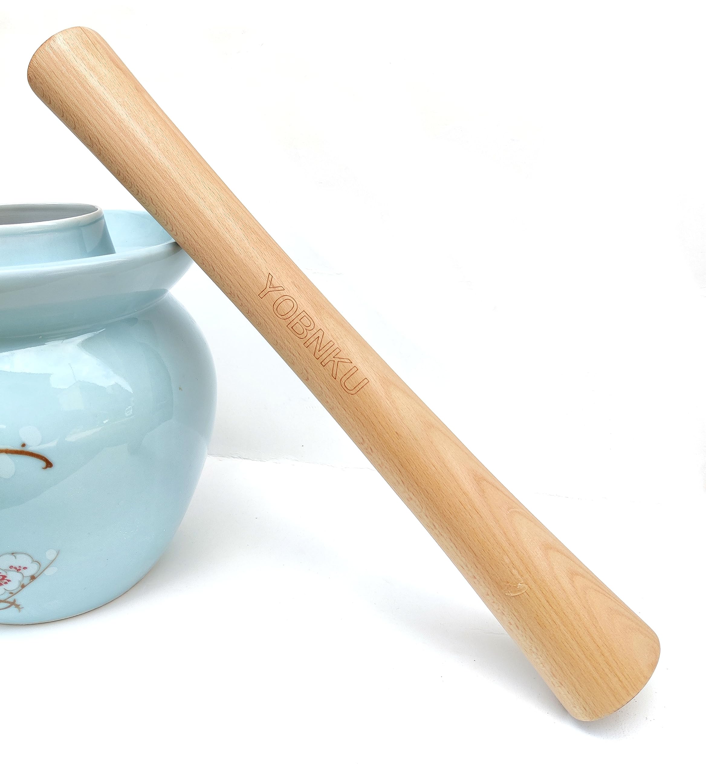 Yobnku Sauerkraut Pounder 16'' Natural Beech Wood For Fermentation Crocks And Mason Jars - Cabbage Tamper For Packing Down Ferme