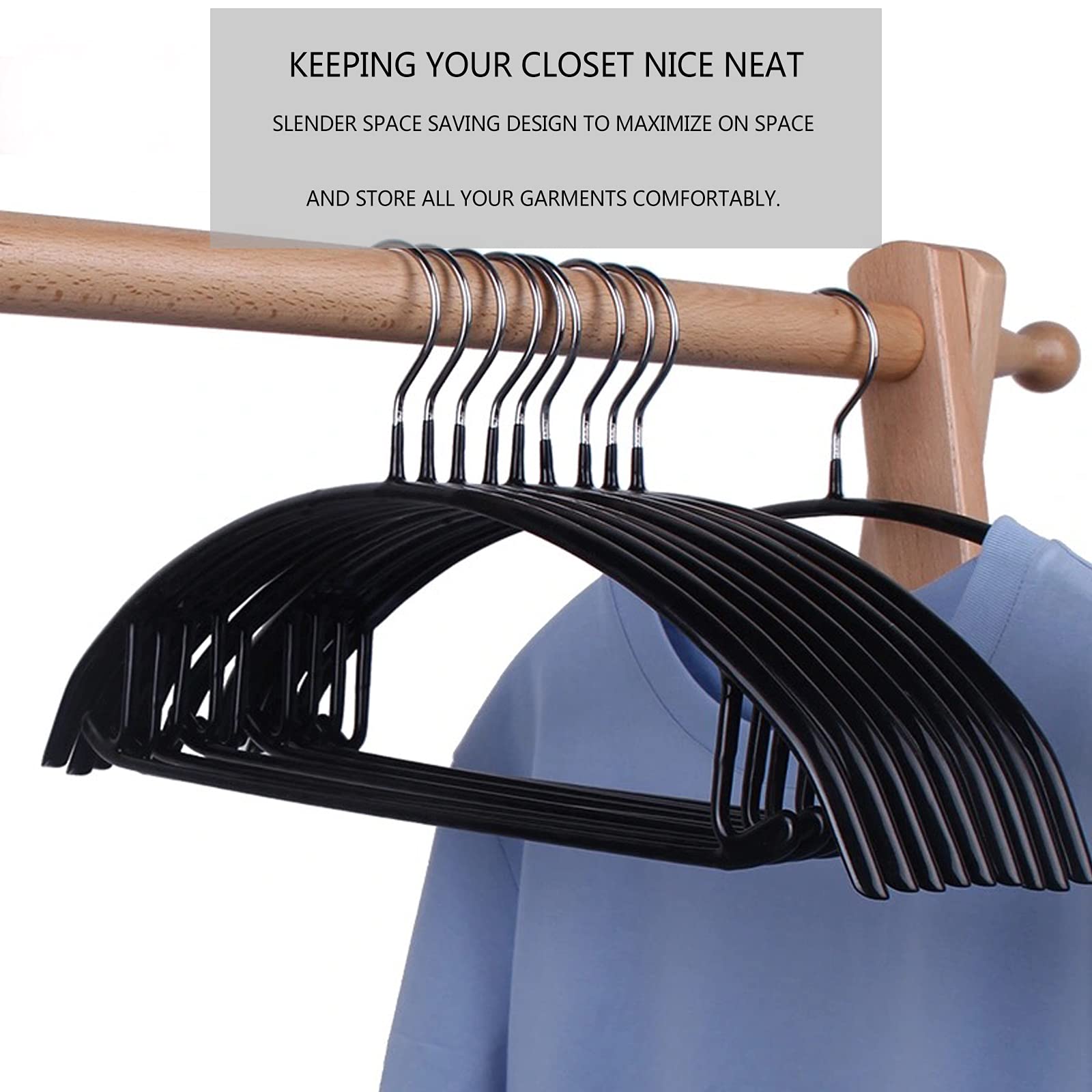 Pjjxmy Clothes Hanger Rubber Coated Contour Metal No Bumps Hanger, Suit Hanger,Coat Jacket Hangers,Sweater Hanger (Pack Of 50, B