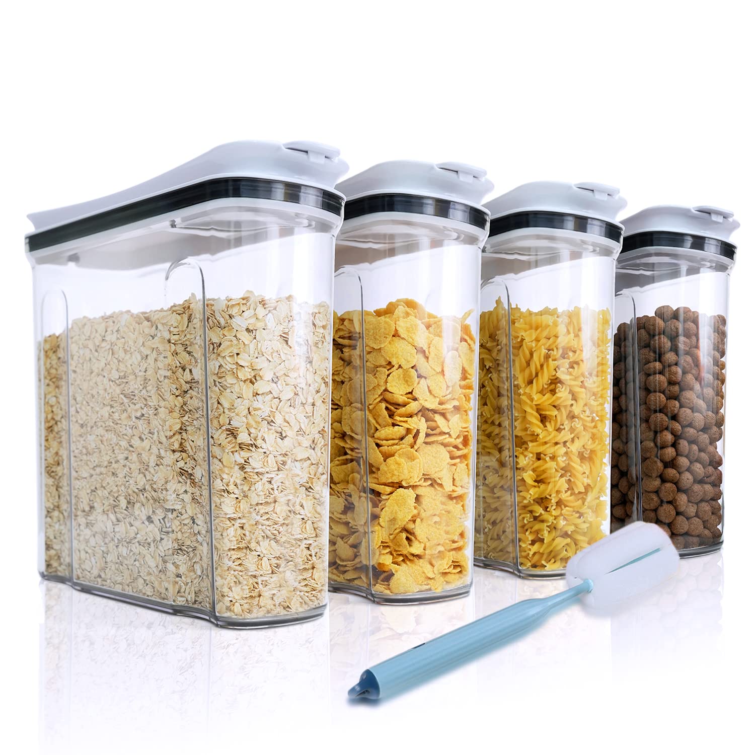 Freshkeeper Cereal Containers Storage Set, Airtight Food Storage Container With Lid 4L/135.2Oz,4Pcs Bpa-Free Plastic Pantry Orga