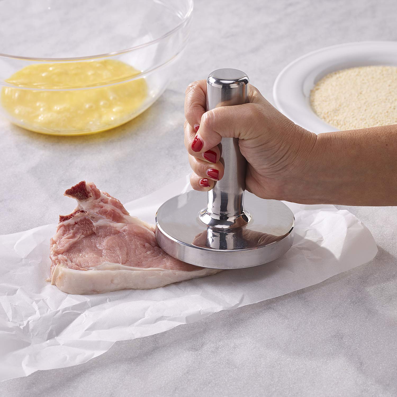 Paderno World Cuisine 3-1/4-Pound Meat Pounder/Tenderizer, Stainless Steel