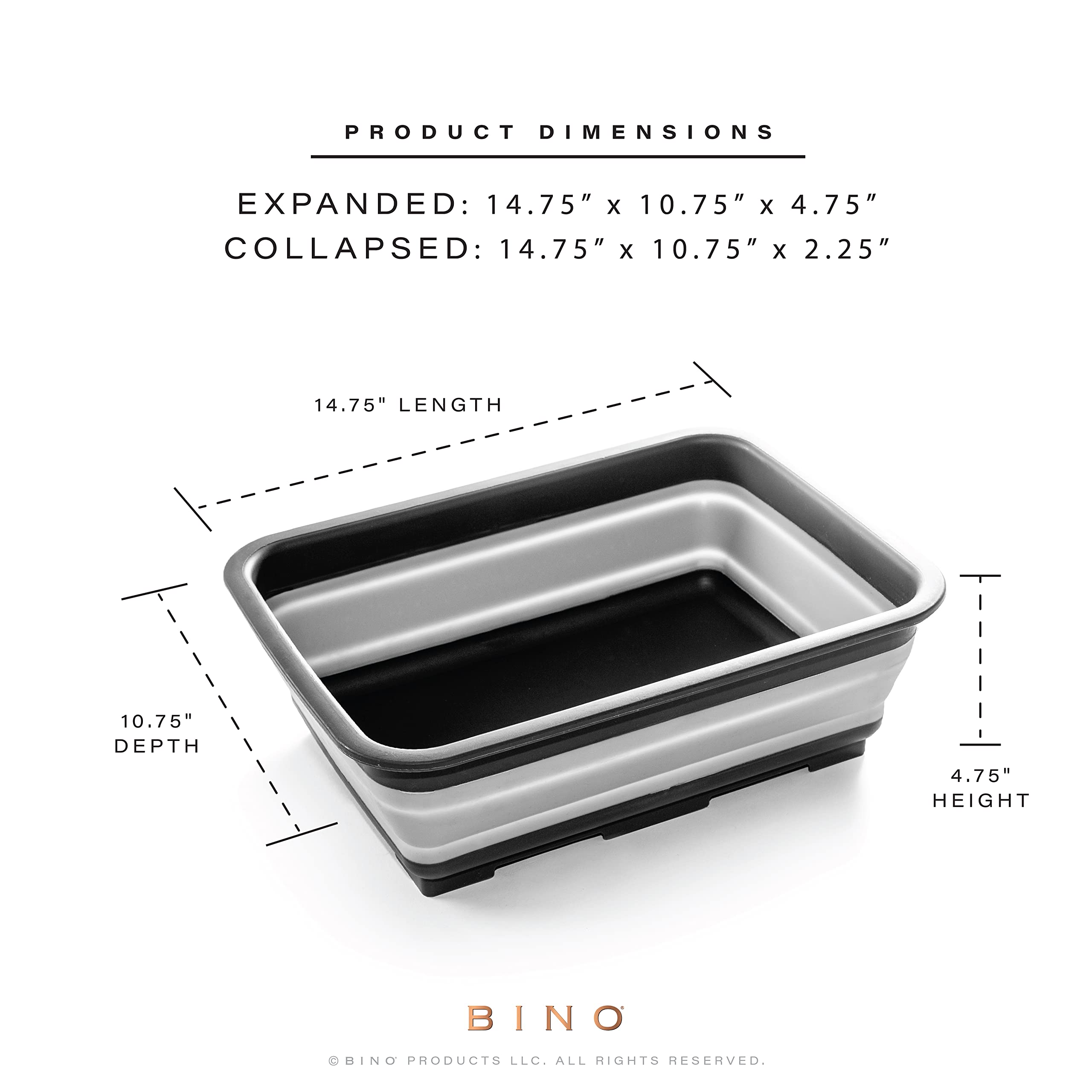 Bino Collapsible Wash Basin - Grey | Portable Dish Tub | Kitchen | Camping | Sink | Home Essentials | Baby Travel | Folding Dish