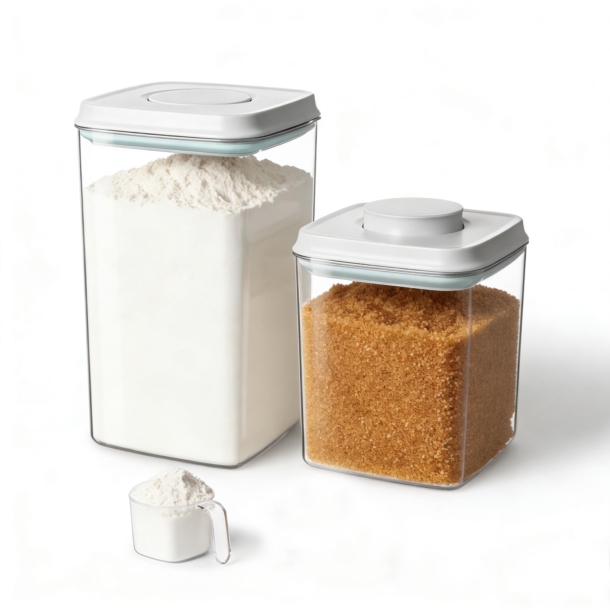 Ankou Food Storage Container Sets, 2.8 Qt + 4.2 Qt Airtight Canisters with Lids and 130ml Scoop, BPA-Free Plastic Pantry Contain