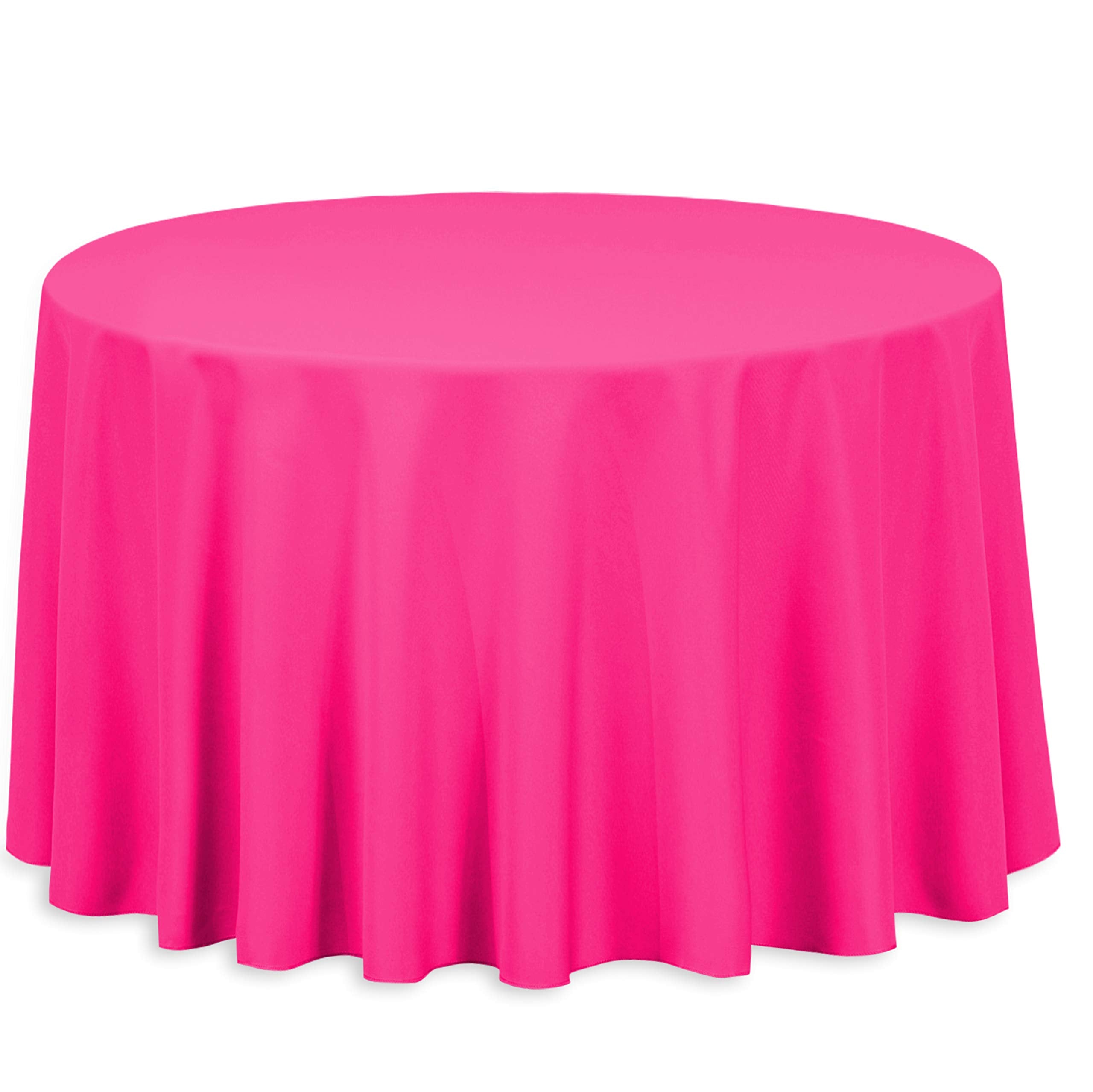 Linentablecloth 108-Inch Round Polyester Tablecloth Fuchsia