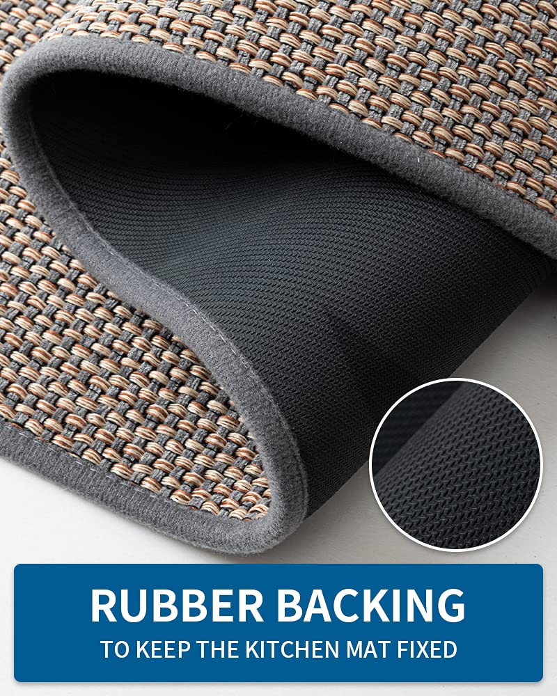 Kitchen Rugs And Mats Non Skid Washable, Absorbent Runner Rugs For Kitchen, Front Of Sink, Kitchen Mats For Floor(Grey, 20''X47'