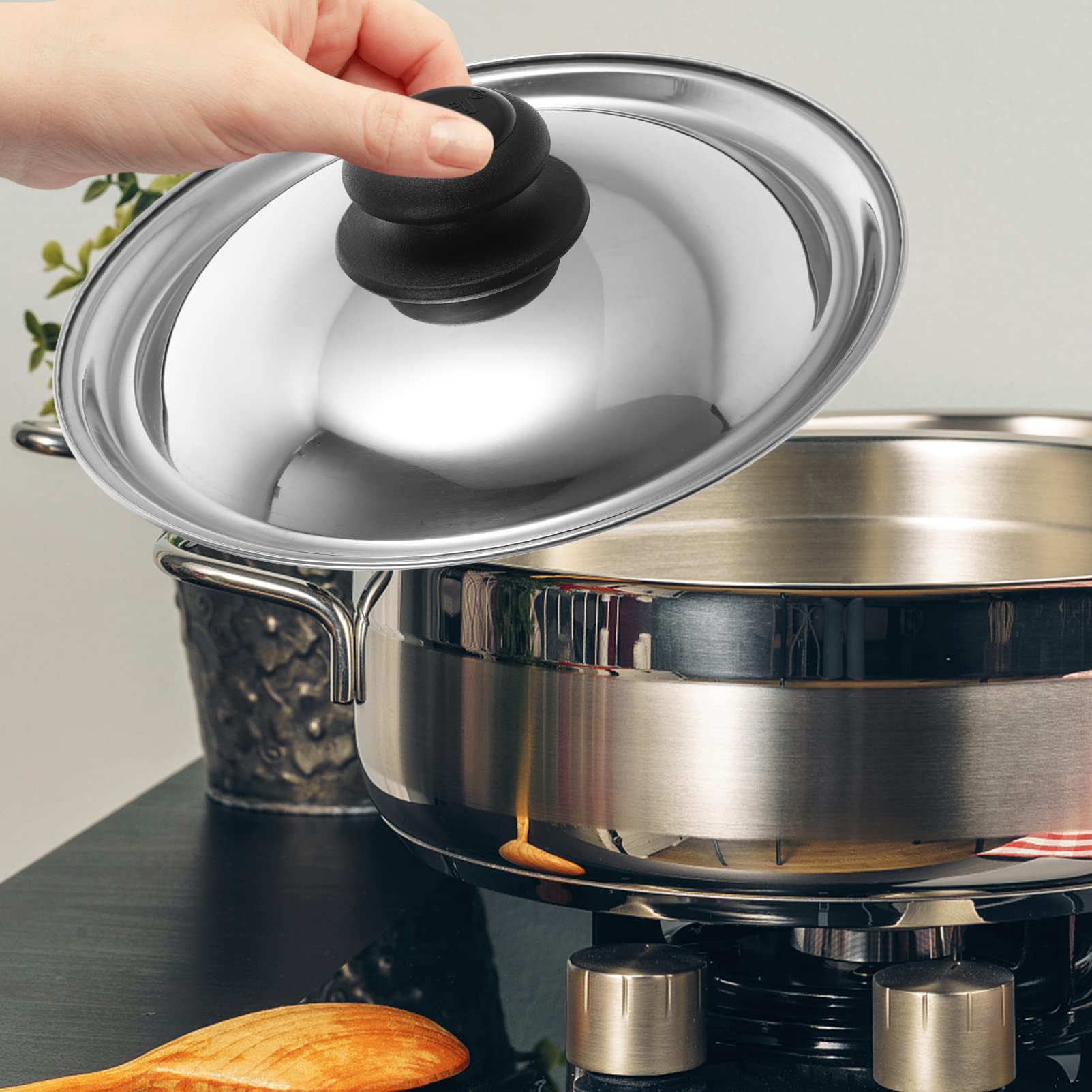 Hemoton 8.5In(22Cm) Universal Lid For Pot, Stainless Steel Pan Lid Frying Pan Cover Pot And Pan Lid For Kitchen