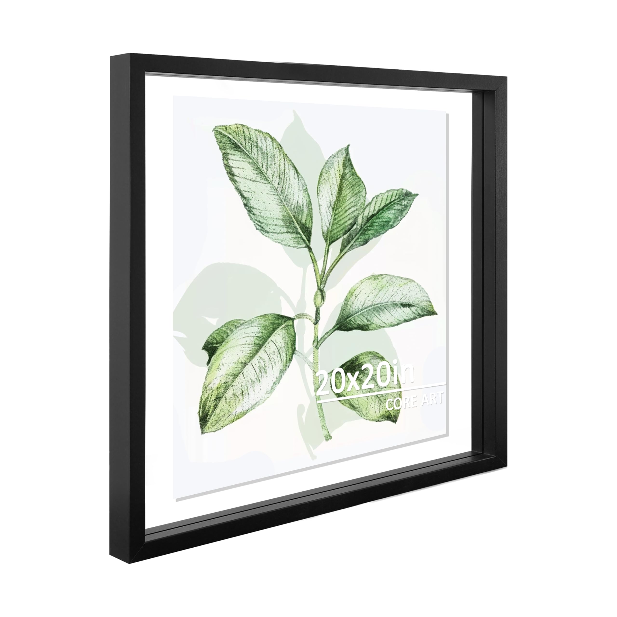 CORE ART 20x20 Floating Picture Frame,Double Plexglass Floating Frame for 8x8,10x10,12x12,16x16 Pictures,Wall or Tabletop Displa