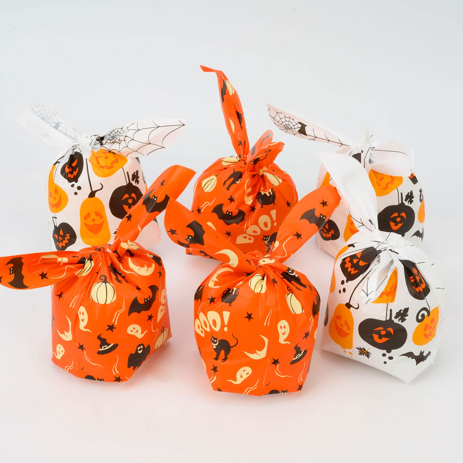 100 Pcs Halloween Treat Bags Candy Bags, Kids Trick Or Treat Bags Goodie Bags, Cute Rabbit Ear Small Halloween Cookies Plastic G