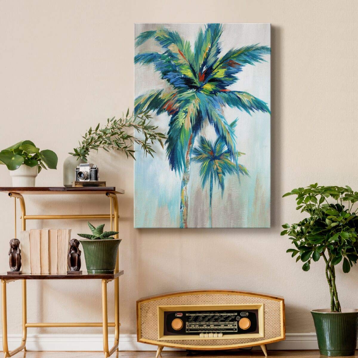 Renditions Gallery Canvas Nature Artwork For Home Green Blue Palm Trees Rustic Abstract Paintings For Bedroom Living Room Office
