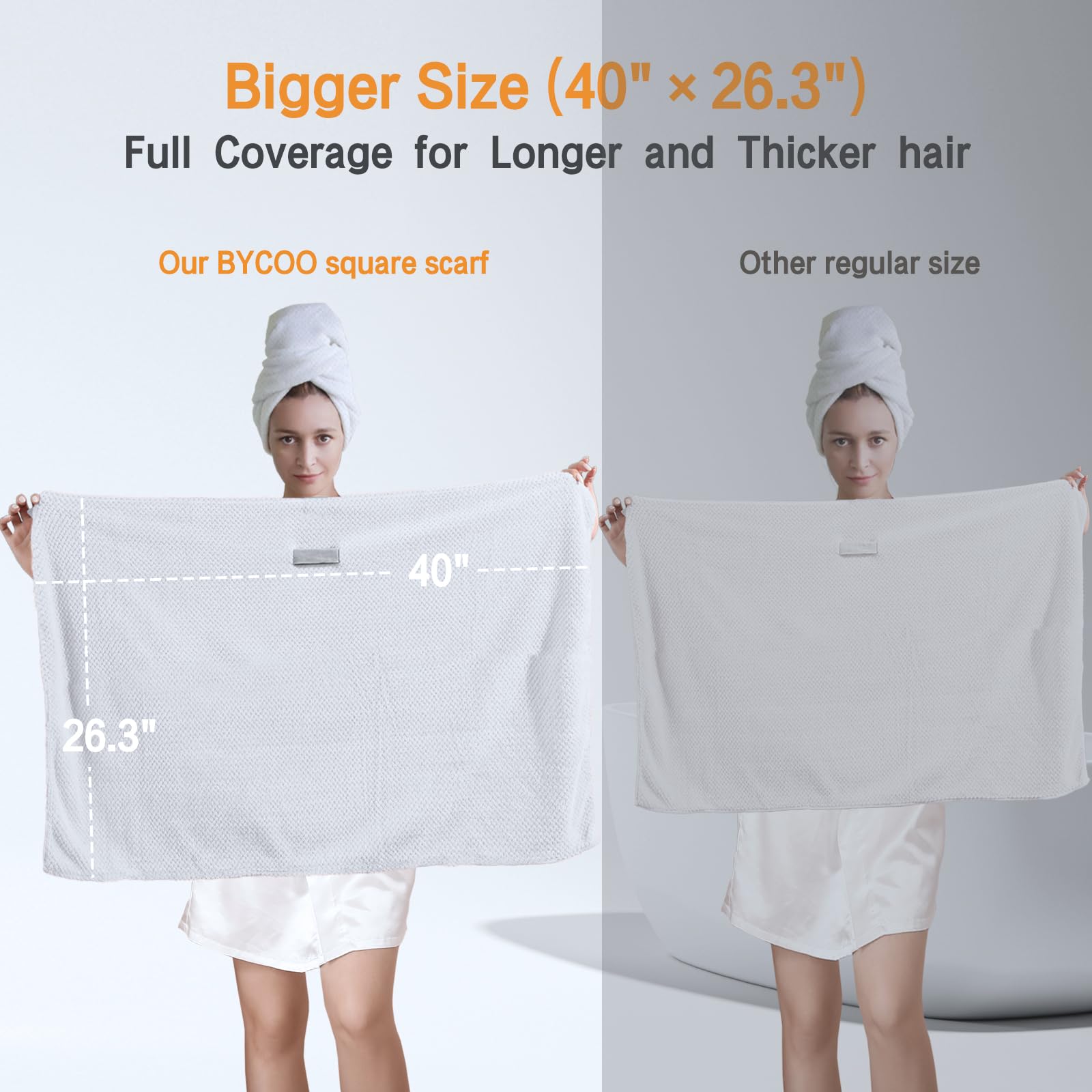 BYCOO Large Microfiber Hair Towel Wrap for Women, Anti Frizz Hair Drying Towel, Fast Dry Hair Turban for Wet Hair, Long, Thick,