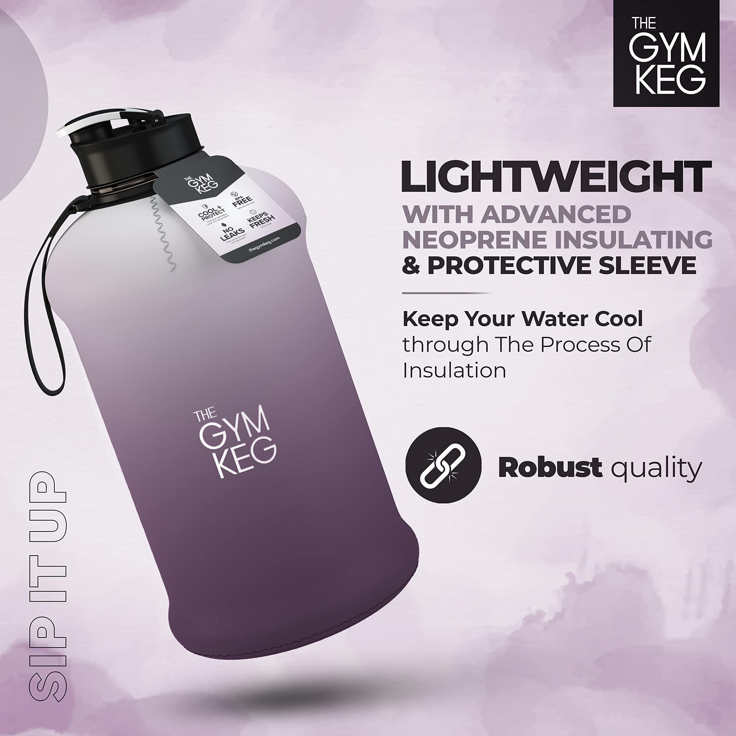 The Gym Keg Sports Water Bottle Half Gallon Carry Handle Big Water Jug For Sport Large Reusable Water Bottles Eco-Friendly, Trit