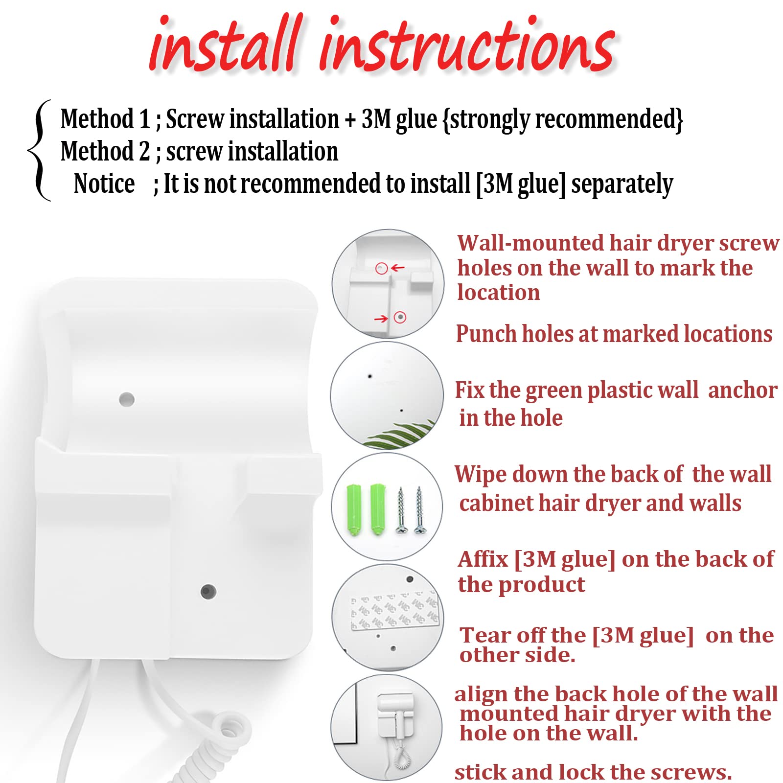 Hotel Wall Mounted Hair Dryer For Bathroom,Restroom Professional Blow Dryer,With Stand Rack,Specialised Motor For Salon,Fast Dry