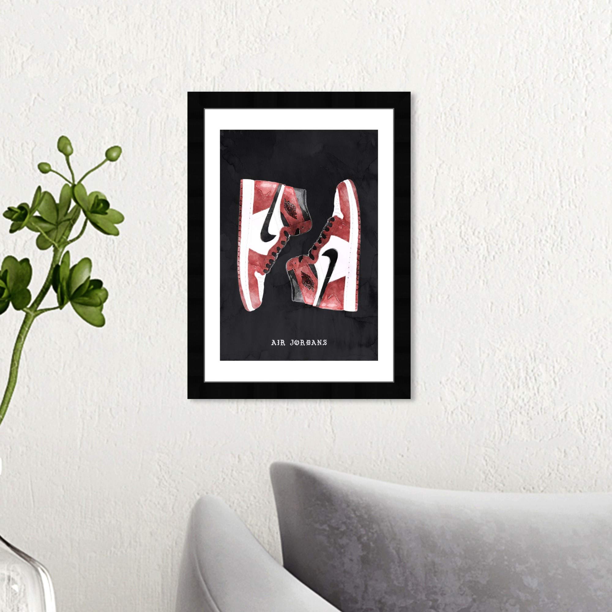 Wynwood Studio Red Basketball Sneakers Wall Art Street Style Home D  Cor Framed Poster Print Painting 'Classic Sneakers' In Blac