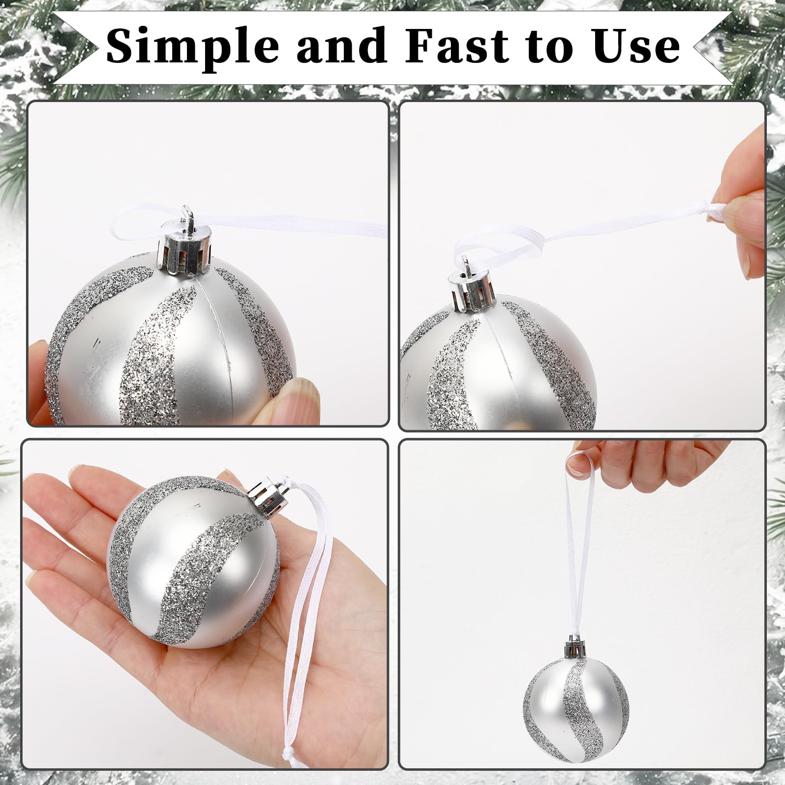 JUNEBRUSHS 300Pcs Christmas Ornament Ribbon Hangers, Hand Tied Ornaments String Ties Ornament Loops Thin Ribbon for Christmas Tr