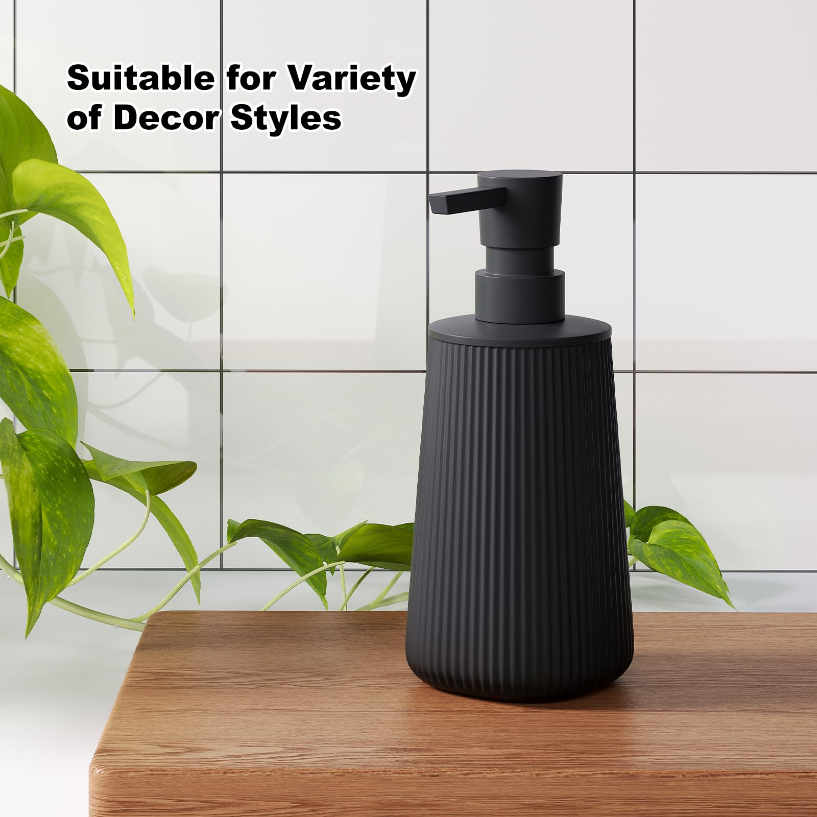 Uaniar 2Pcs Hand Soap Dispenser Bathroom, Small Dish Soap Dispenser For Kitchen, Black Bathroom Soap Dispenser Set With Pump, Mo