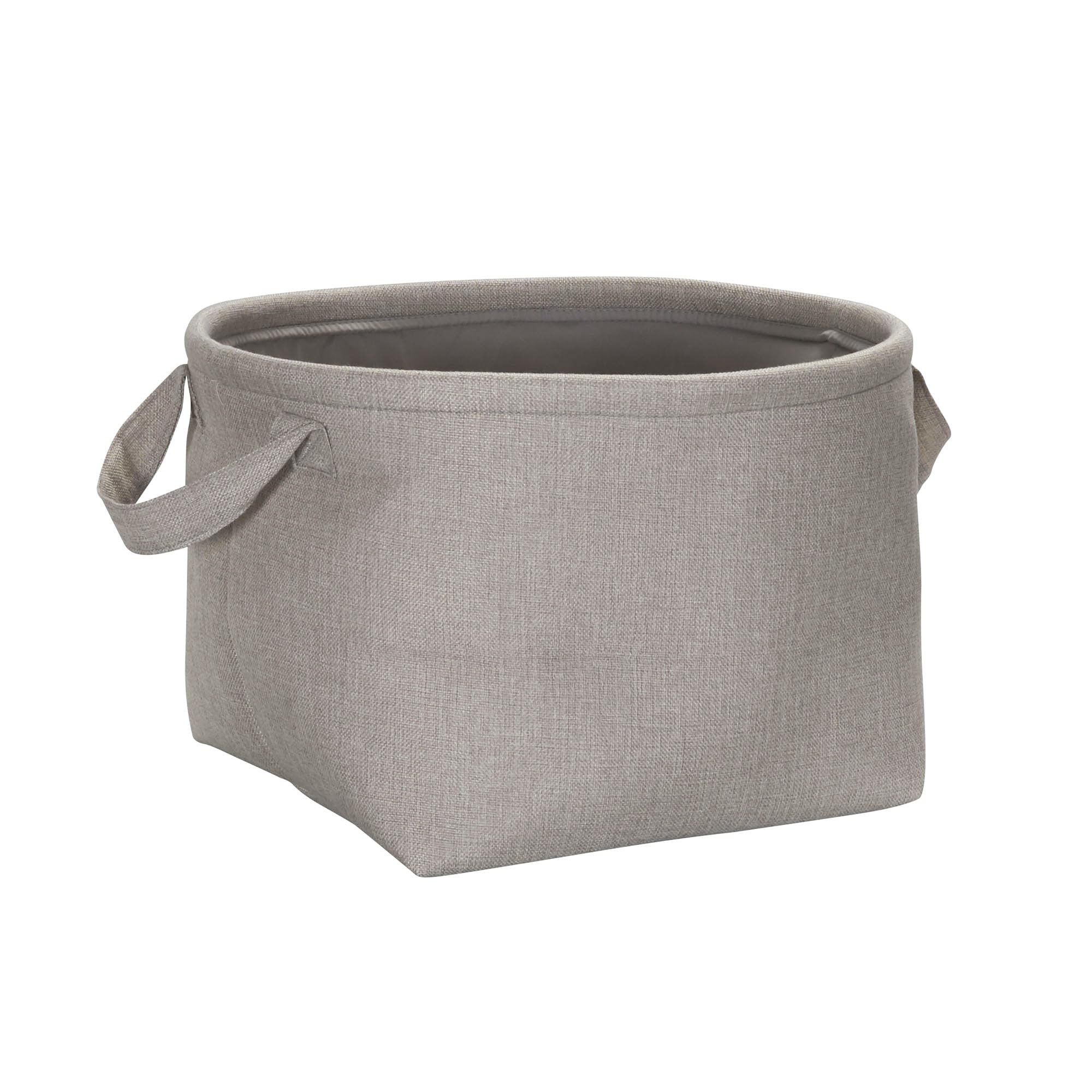Household Essentials Round Laundry Bin, Soft-Sided Multipurpose Laundry Basket, Linen Lining And Short Handles, Gray