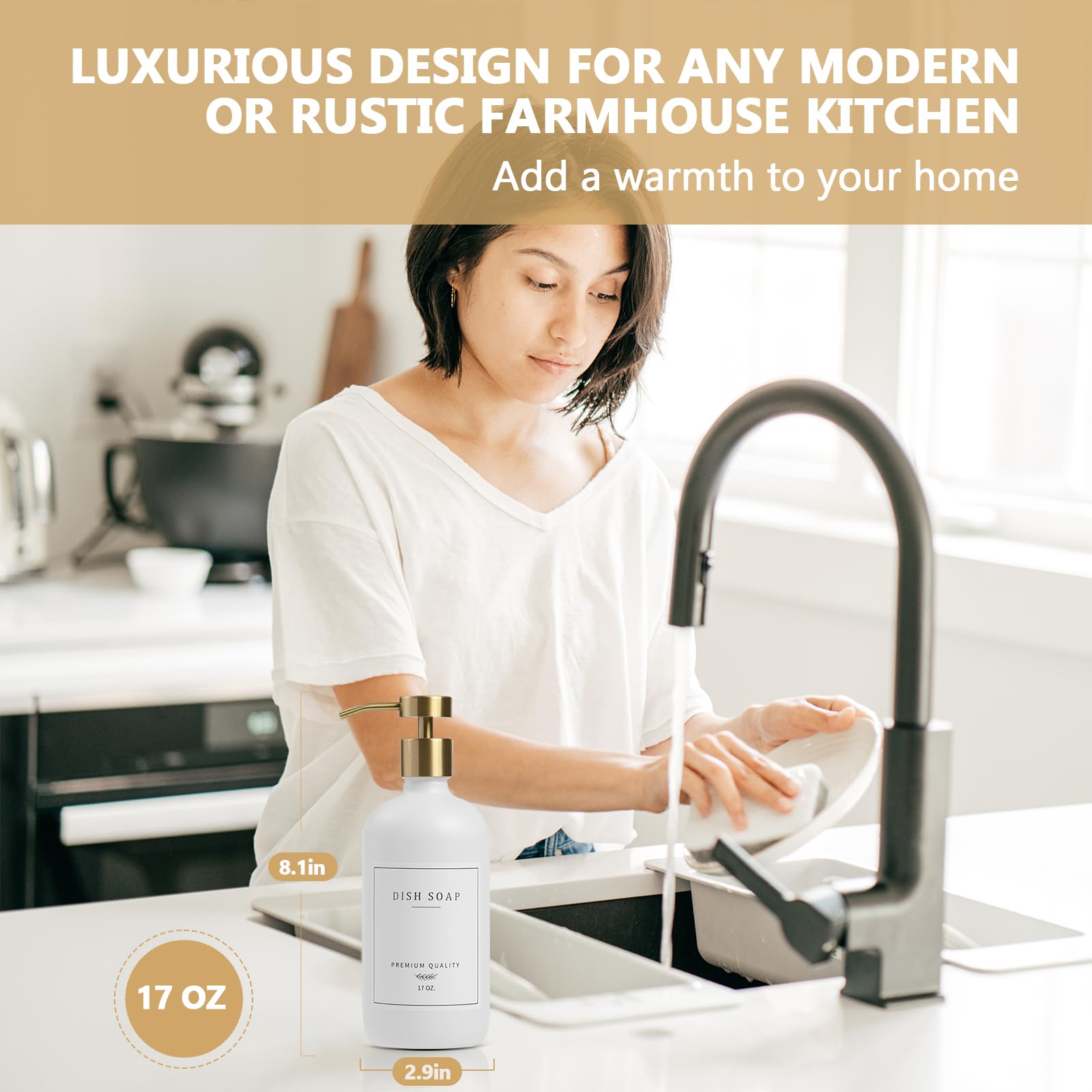 Soap Dispenser Bathroom - Dish And Hand Soap Dispenser Set, Glass Soap Dispenser With Pump, Dish Soap Dispenser For Kitchen With