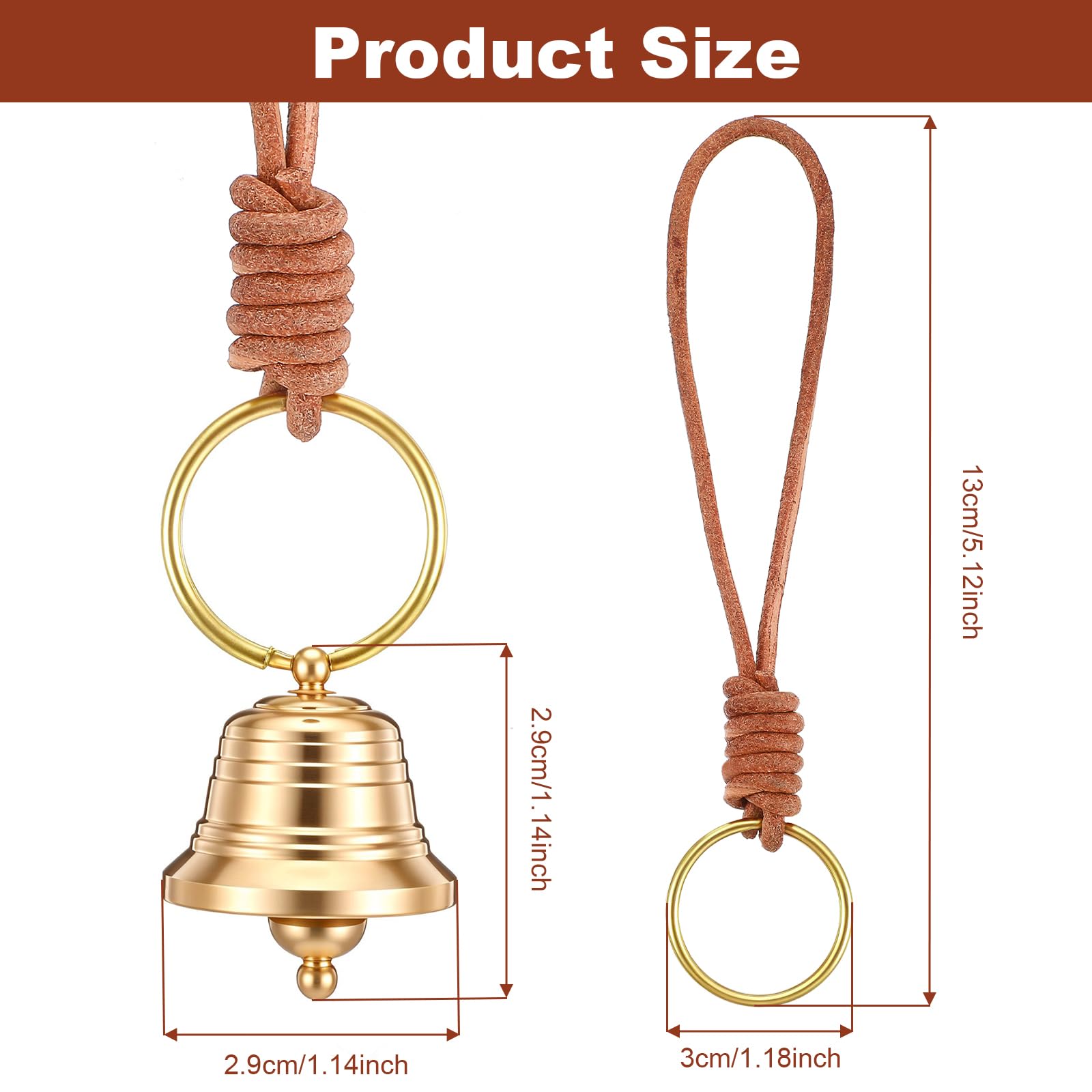 ElevateTech 2Pcs Vintage Hanging Bell for Door Knob Jingle Bells Outside Hanging Decor Indoor Decoration Clear Ringing Sound Sui