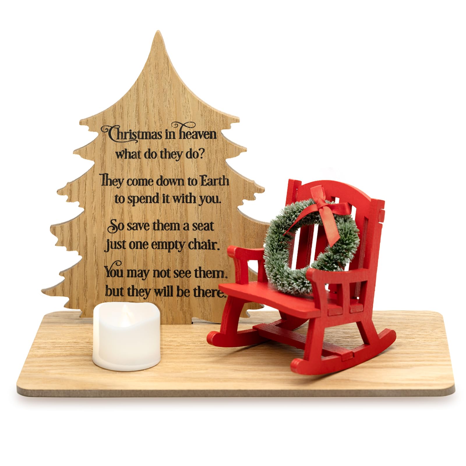 Christmas in Heaven Decoration Christmas Memorial Candle Holders Rocking Chair Ornament Save A Seat Memorial Gift Xmas Decor