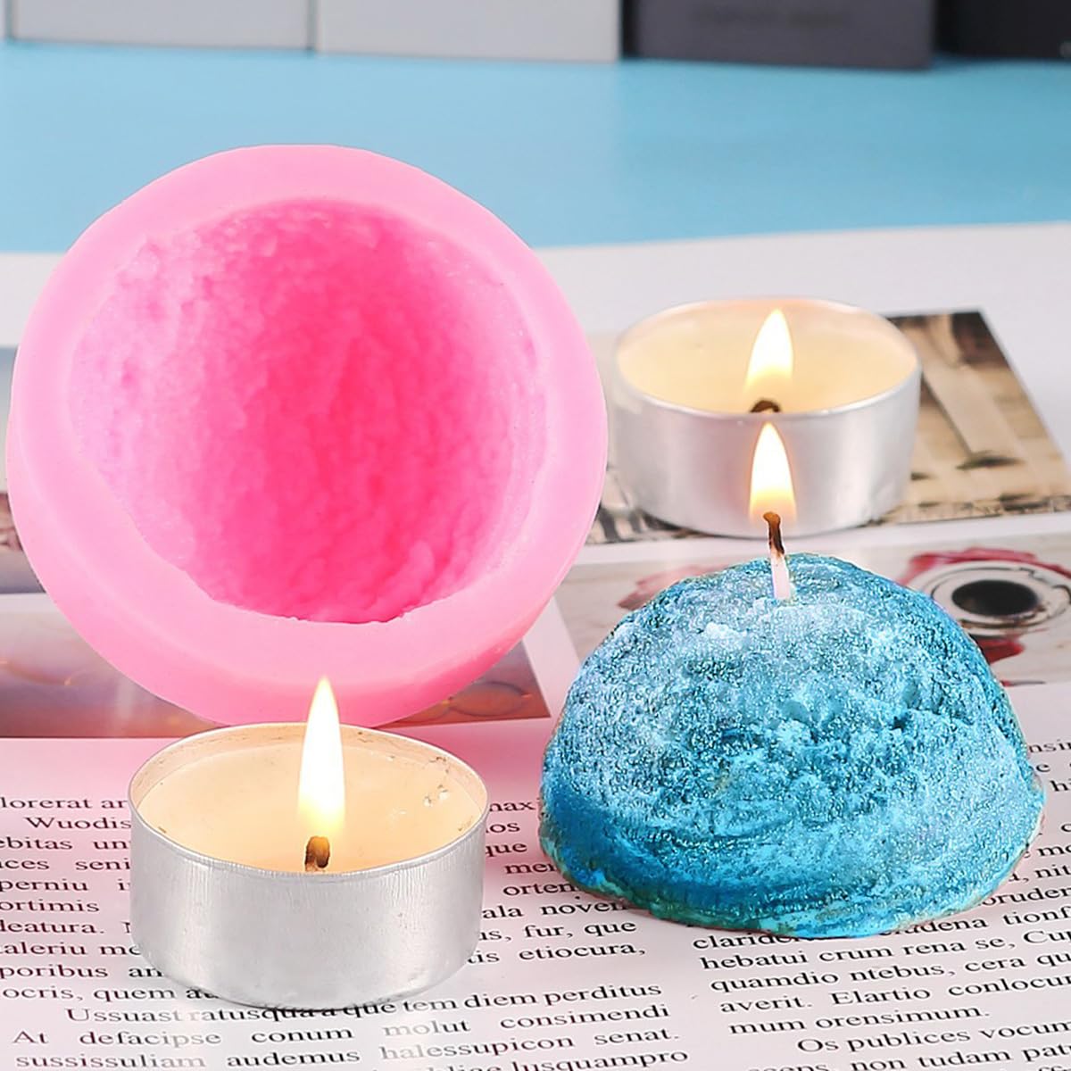 Kuuguu 3 Pcs 3D Ice Cream Ball Shape Silicone Molds Semi Sphere Mold Cookie Pastry Mold For Chocolate Pudding Dome Mousse Fondan