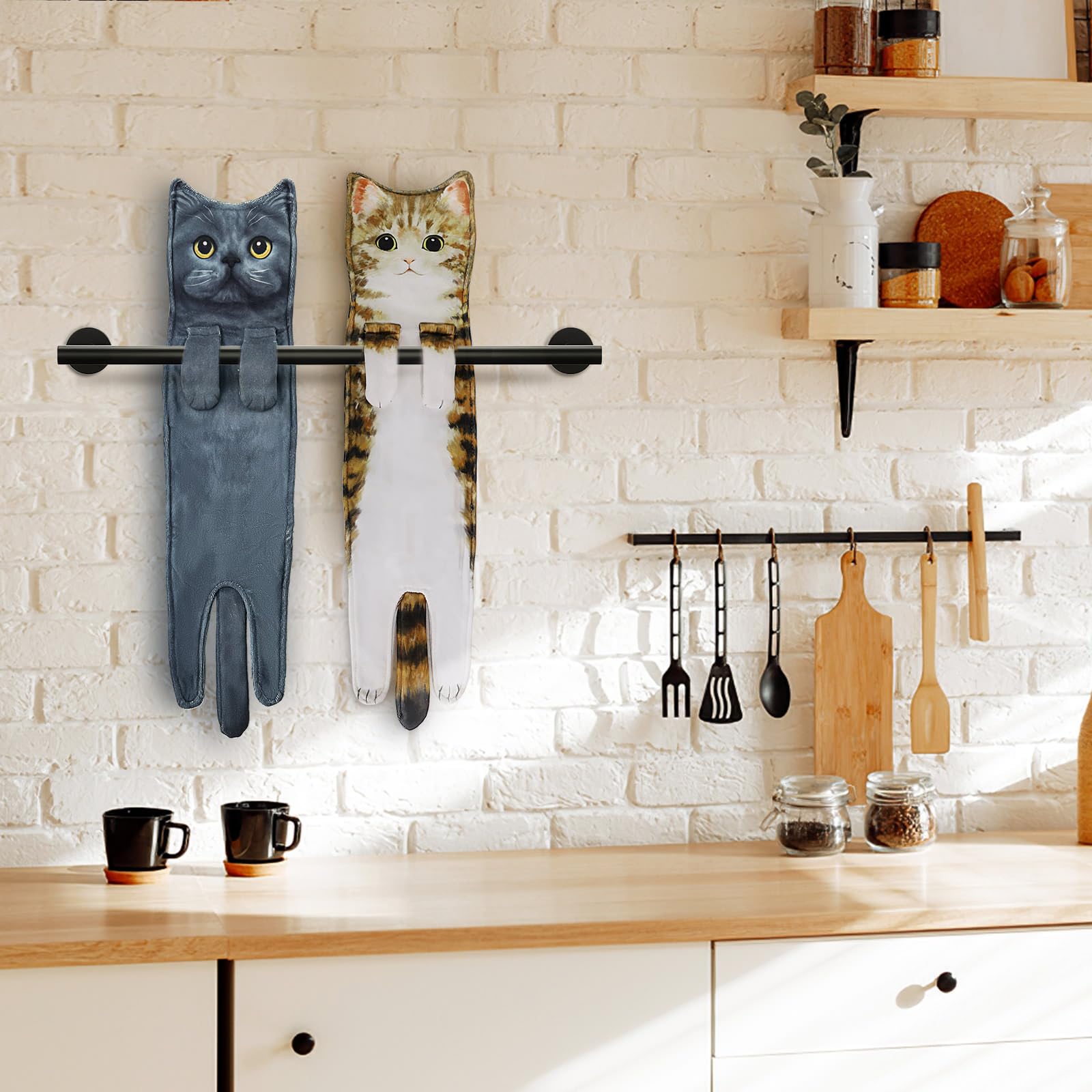 Openhahaha Cat Hand Towels for Bathroom Funny Cat Kitchen Towels Decorative  Cat Towel Absorbent Soft  Cat Gifts for Women/Cat Lovers