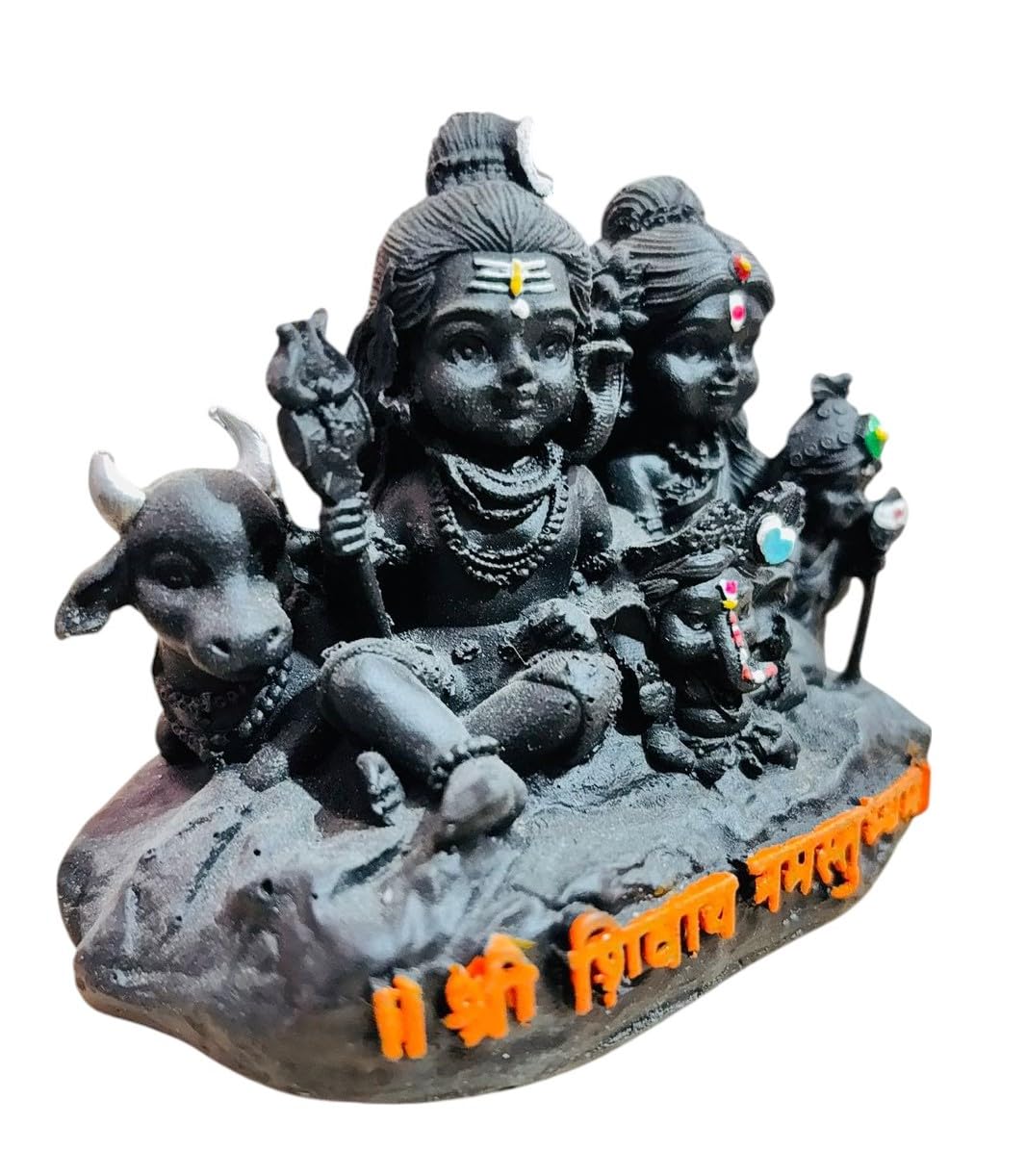 Srimaa Ventures Black Shiv Parivar Idol Of Shiva, Parvati, Ganesh, Kartikeya On Nandi Maharaj Murti Ideal For Mandir, Home Puja,