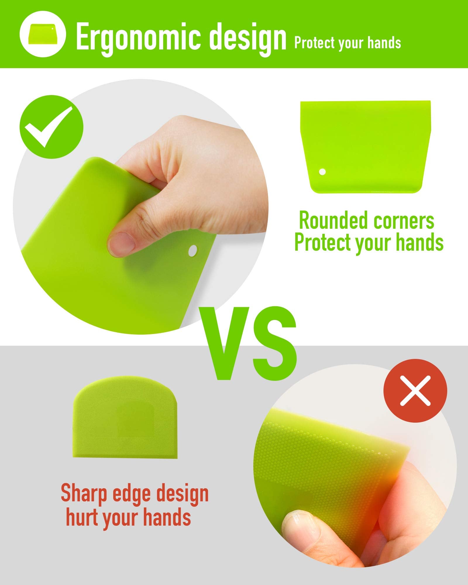 Yunduojia (2Pcs) Dough Scraper Bowl Scraper