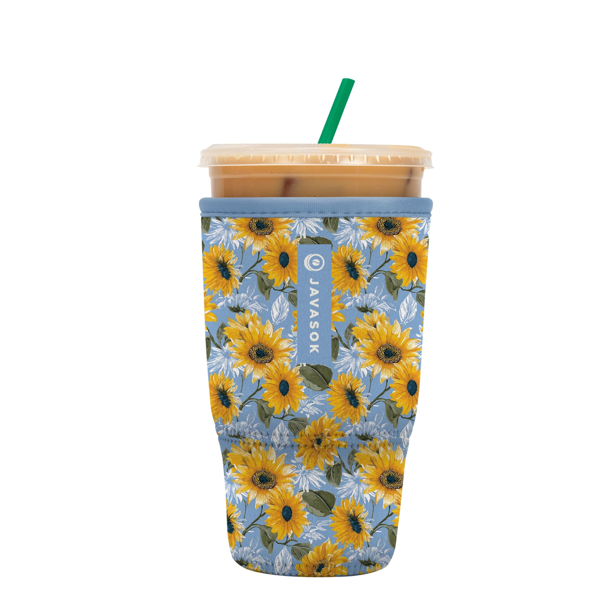 Sok It JavaSok Iced Coffee & Cold Soda Insulated Neoprene Cup Sleeve (Sunflower Skies, Large: 30-32oz)