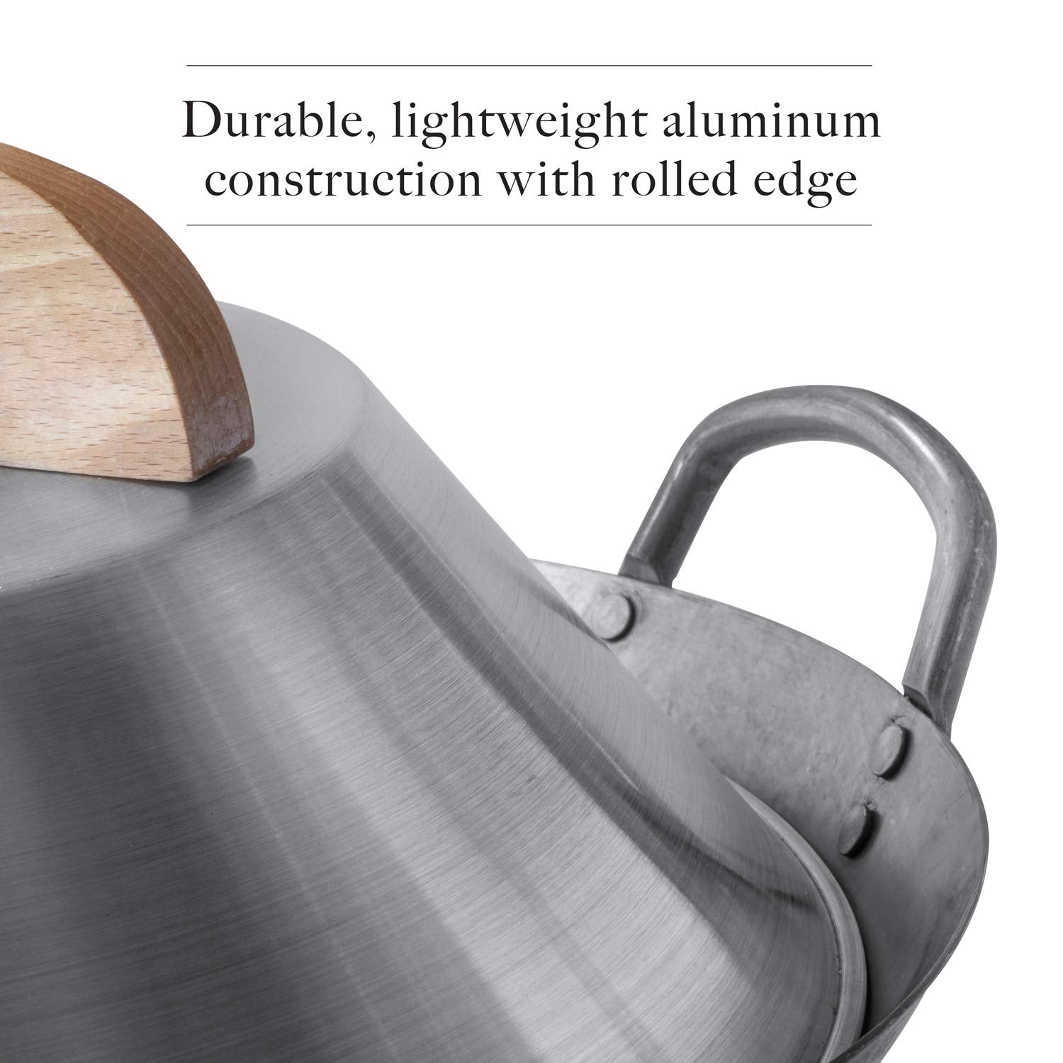 Mammafong Aluminum Wok Cover For 14'' Hand Hammered Wok, 13 Inch Flat Wok Lid