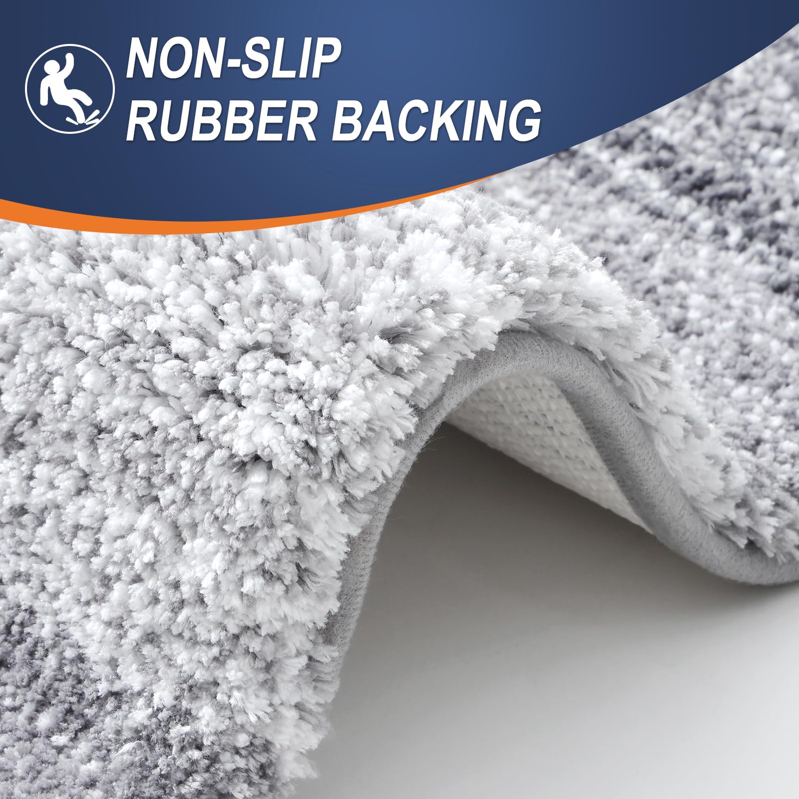 OLANLY Luxury Bathroom Rug Mat 47x24  Extra Soft and Absorbent Microfiber Bath Rug  Non-Slip Plush Shaggy Bath Carpet Runner  Machine Wash Dry  Bath Mat for Bathroom Floor  Tub and Shower  Light Grey