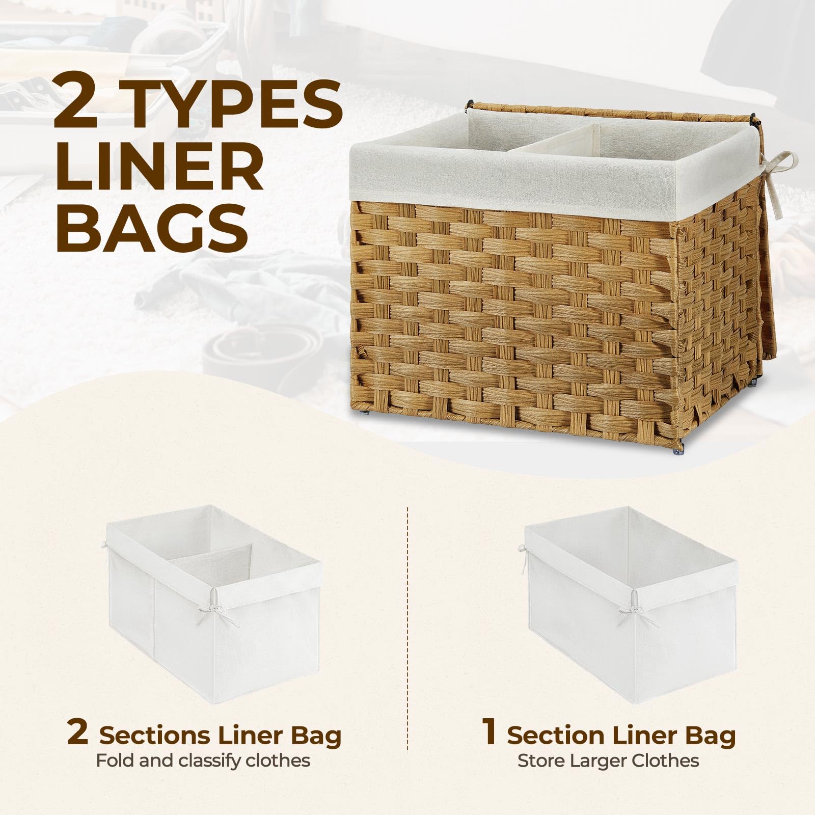 Greenstell Storage Basket With Lid, 35L Handwoven Small Shelf Basket With Cotton Liner And Metal Frame, Foldable & Easy To Insta