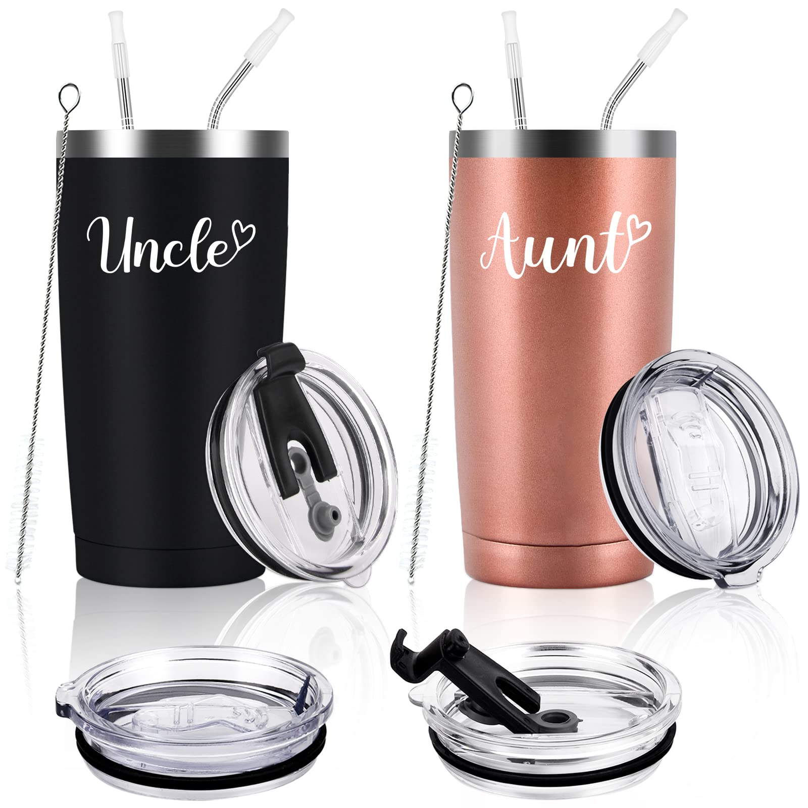 Gtmileo Aunt Uncle Gifts, Aunt And Uncle Stainless Steel Insulated Travel Tumbler Set Of 2, Mothers Day Fathers Day Christmas Bi