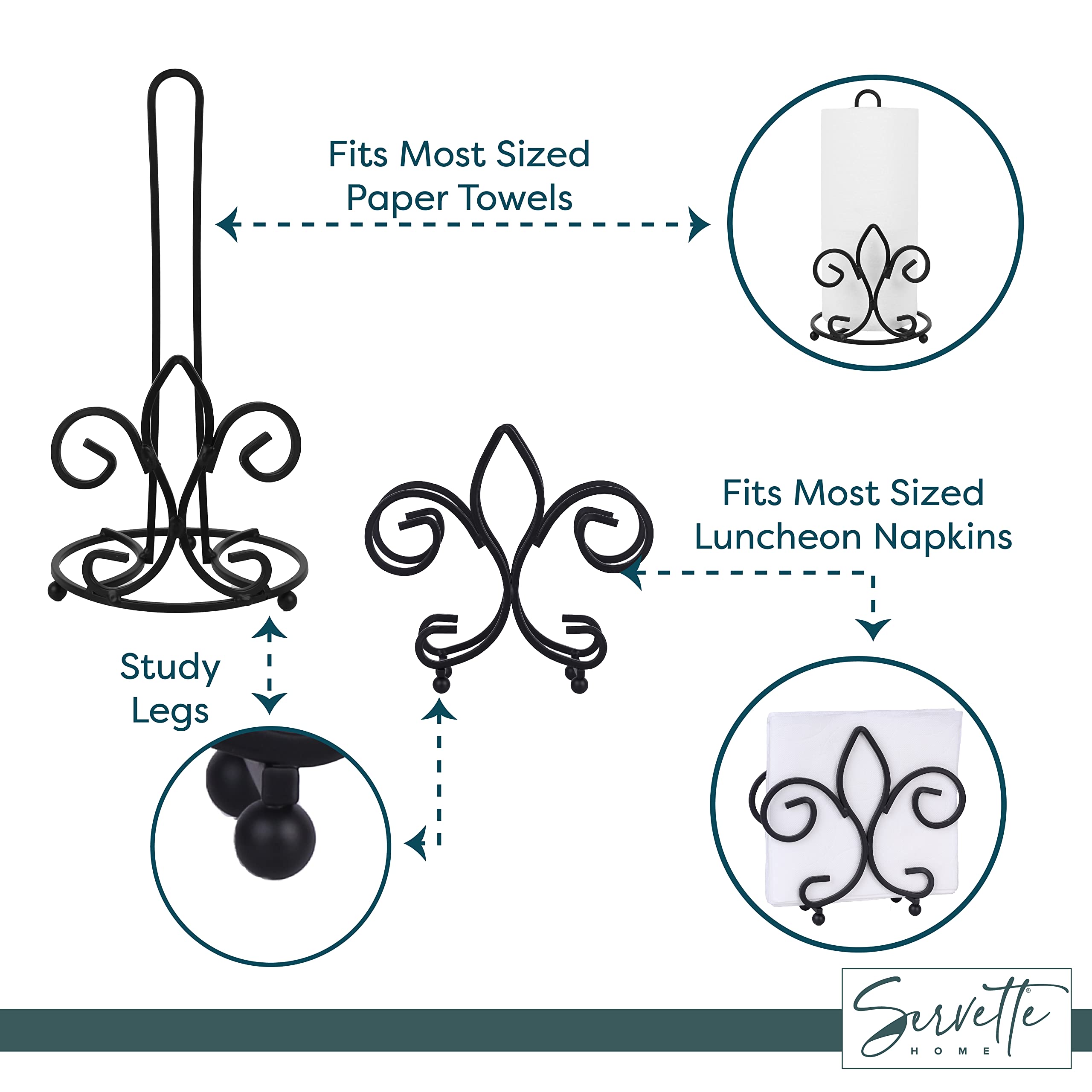 Fleur De Lis Paper Towel Holder - Black