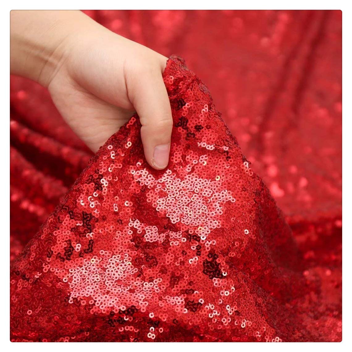 Queendream Sequin Tablecloth 90''X156'' Red Tablecloth Rectangular Party Tablecloth For Christmas Wedding Birthday Bridal Shower