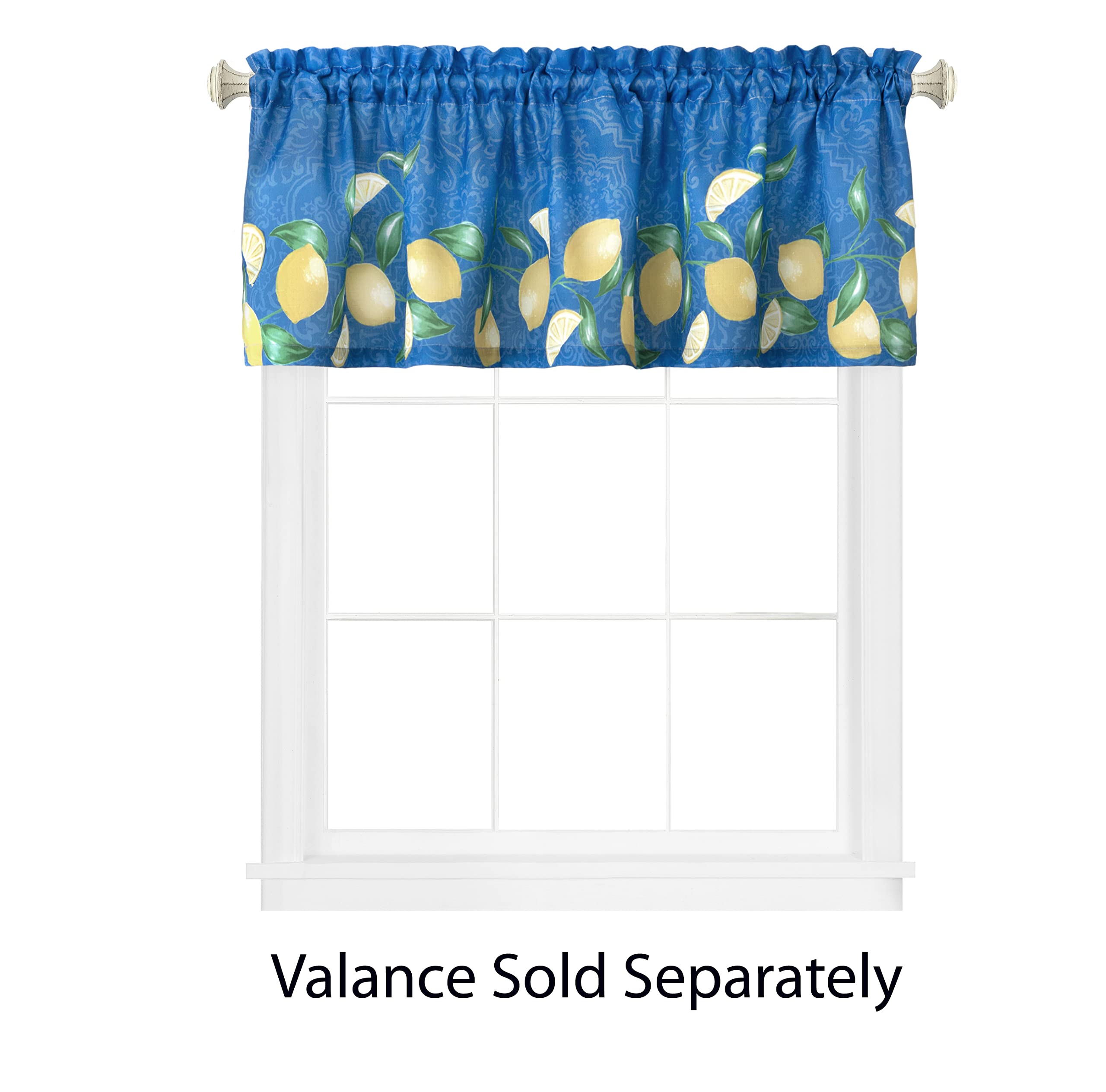 Newbridge Mediterranean Lemon Zest Indoor/Outdoor Print Fabric Napkins, French Provence Blue And Yellow Lemon Design Water And S